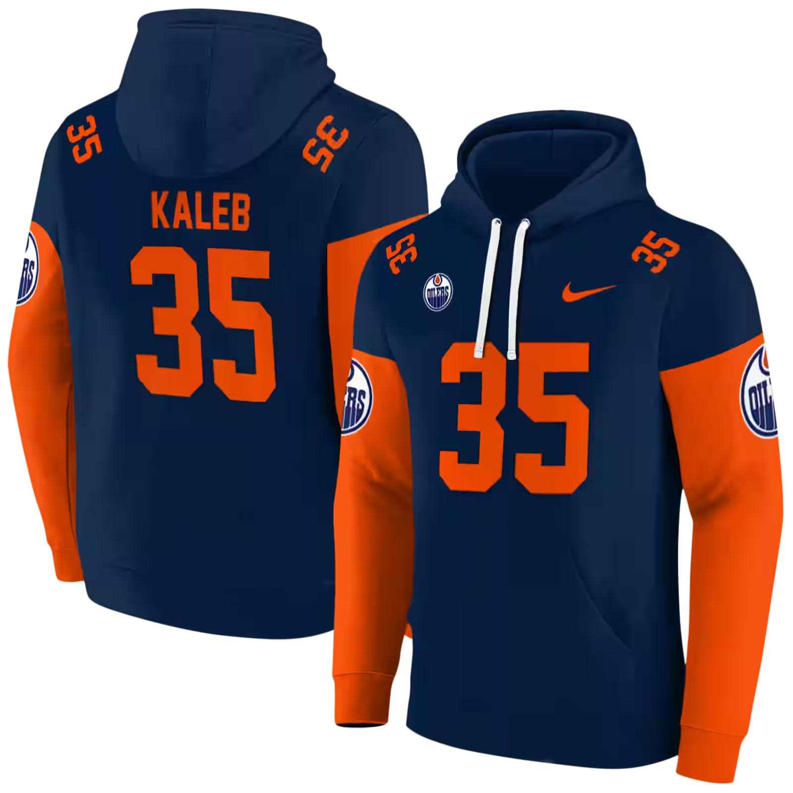 custom edmonton oilers minimal design blue hoodie fashion forward