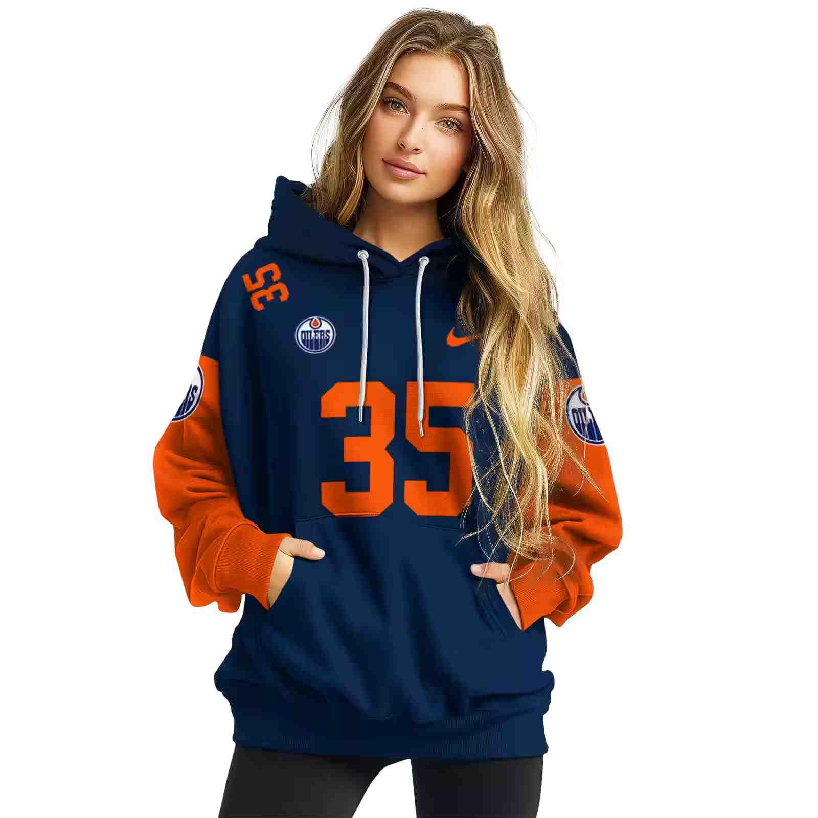 custom edmonton oilers minimal design blue hoodie high quality