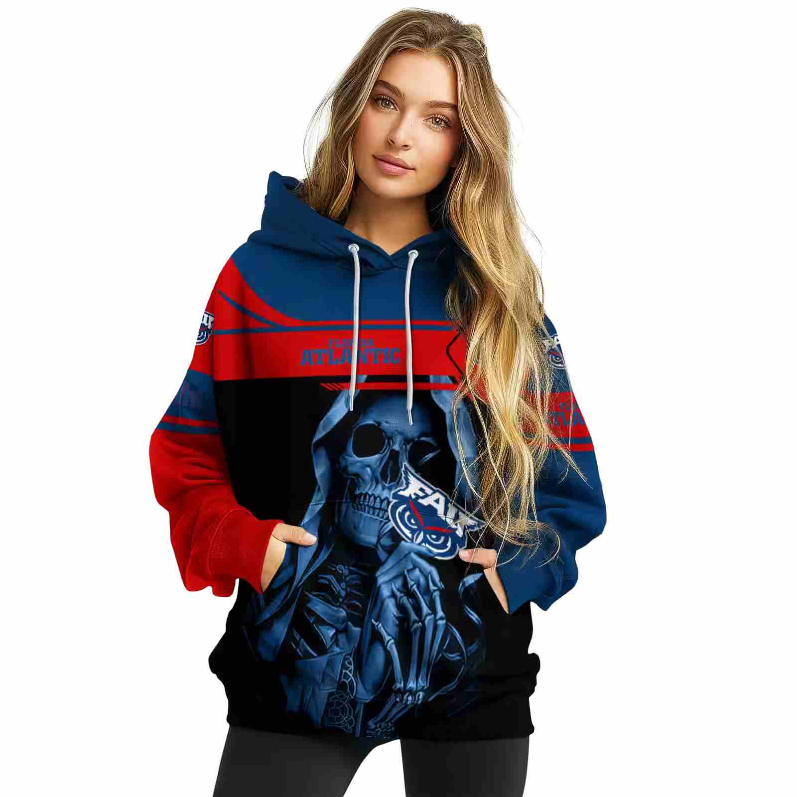 custom florida atlantic owls grim reaper blue black hoodie high quality