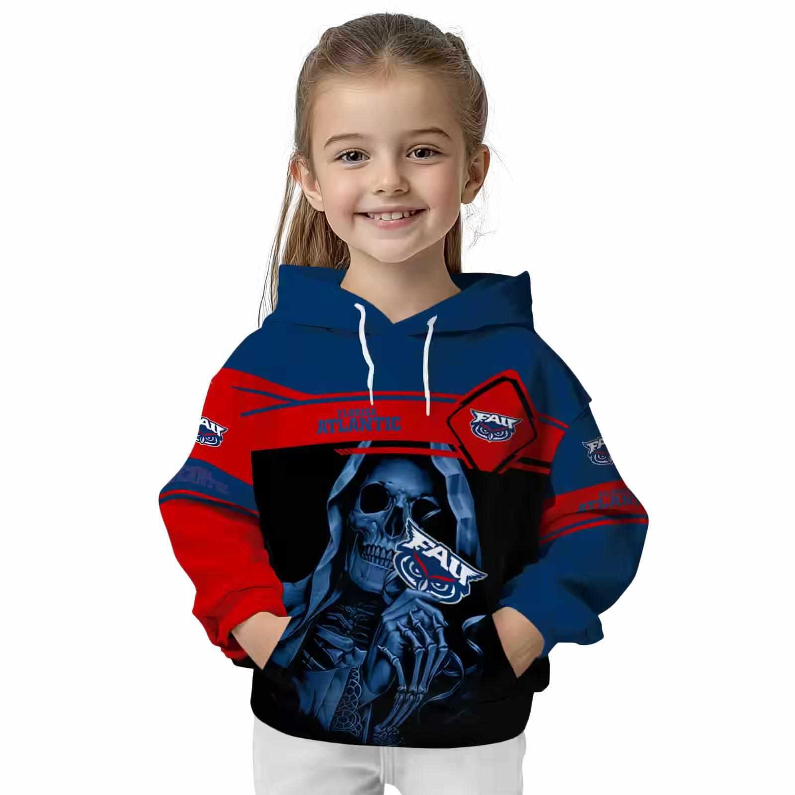 custom florida atlantic owls grim reaper blue black hoodie top rated