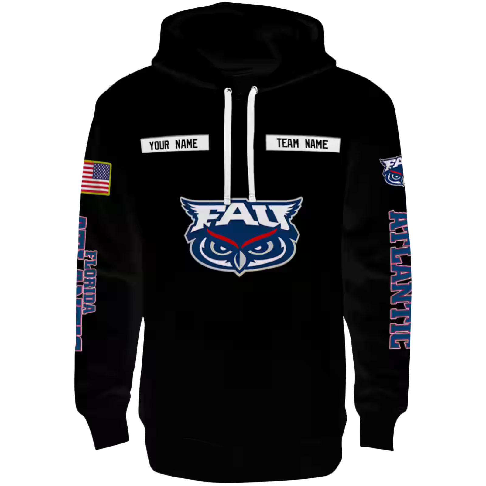 Custom Florida Atlantic Owls Punisher Skull Black Hoodie