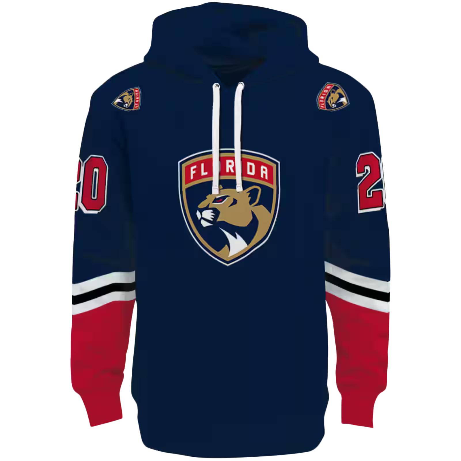 Custom Florida Panthers Striped Sleeves Red Hoodie