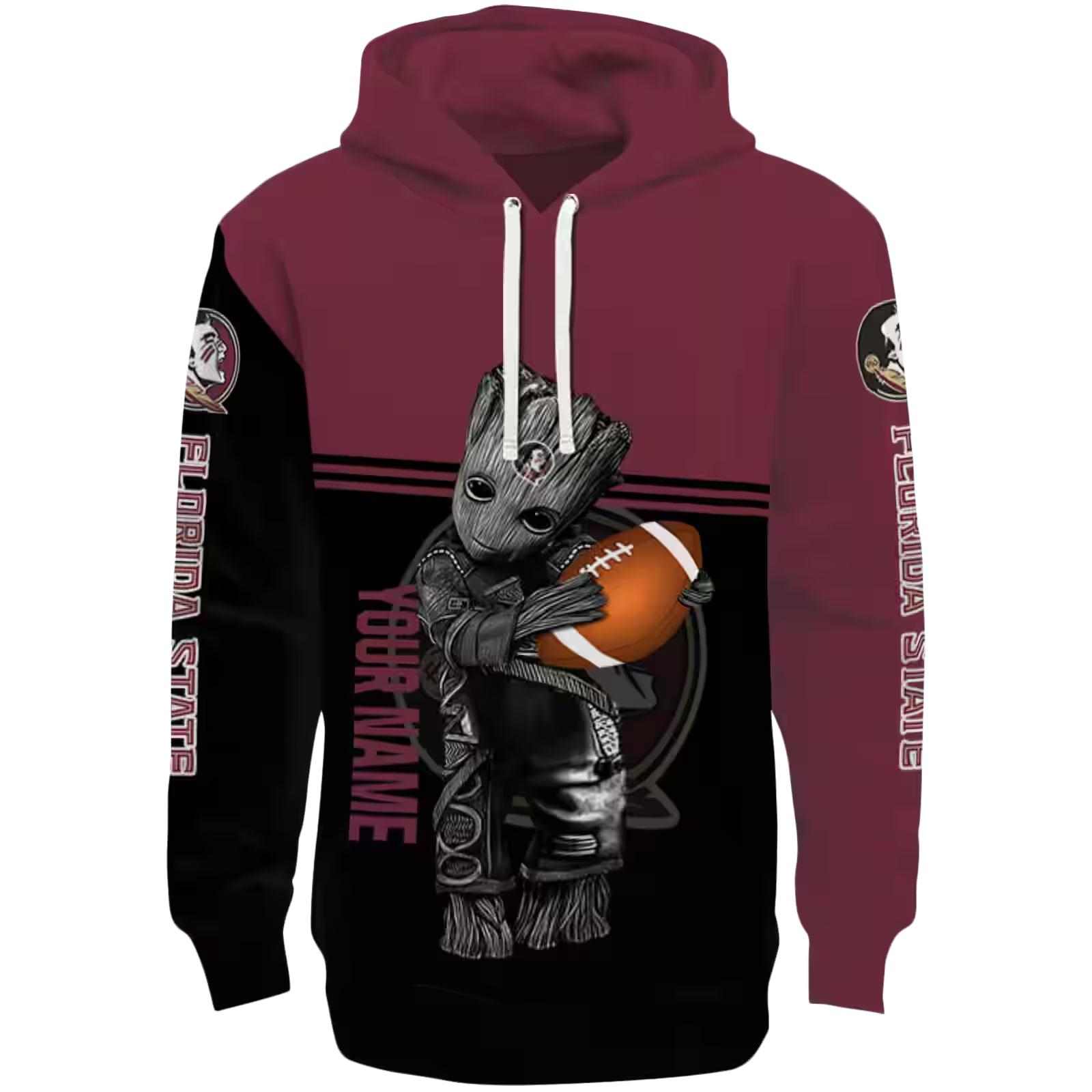 Custom Florida State Seminoles Baby Groot Garnet Black Hoodie