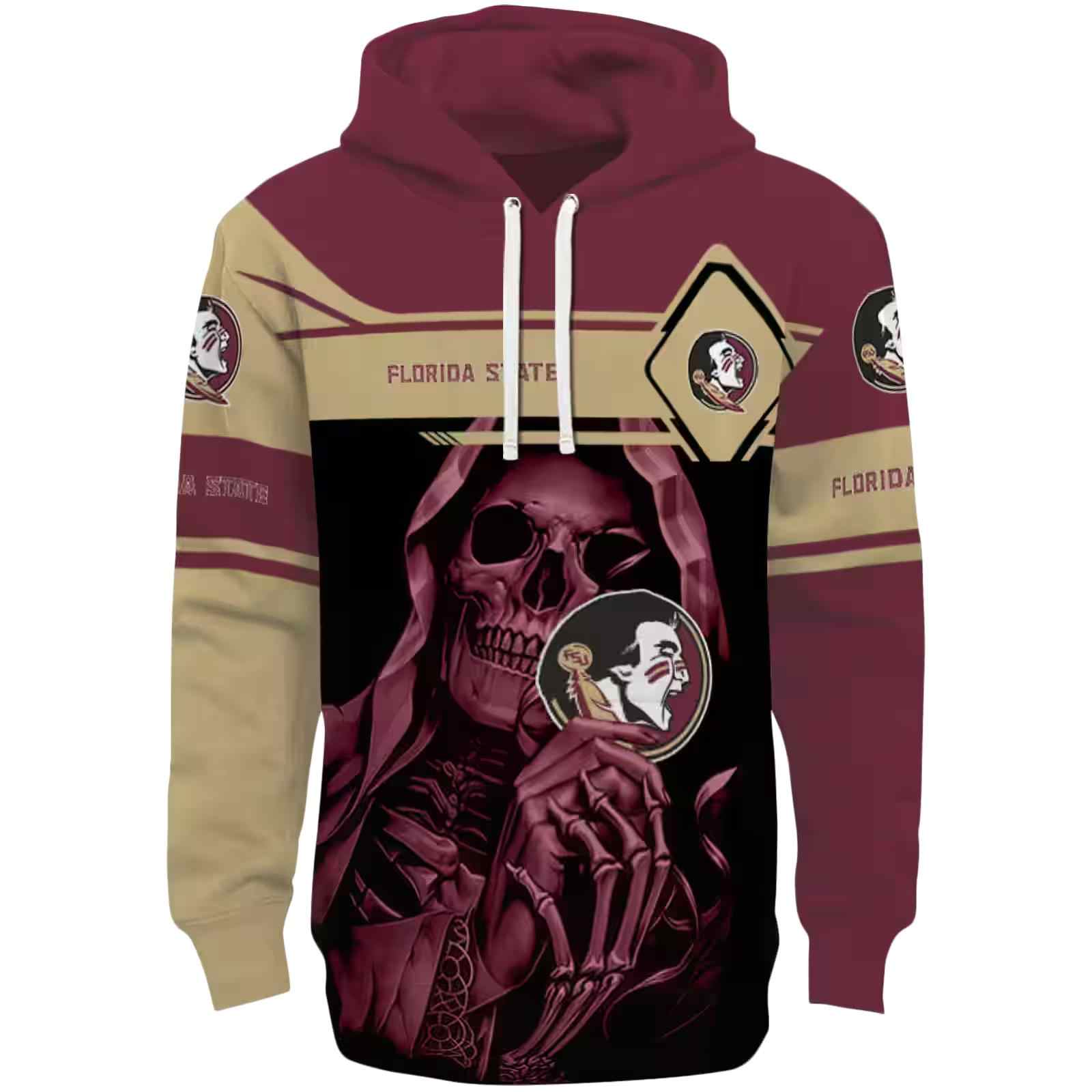 Custom Florida State Seminoles Grim Reaper Garnet Black Hoodie