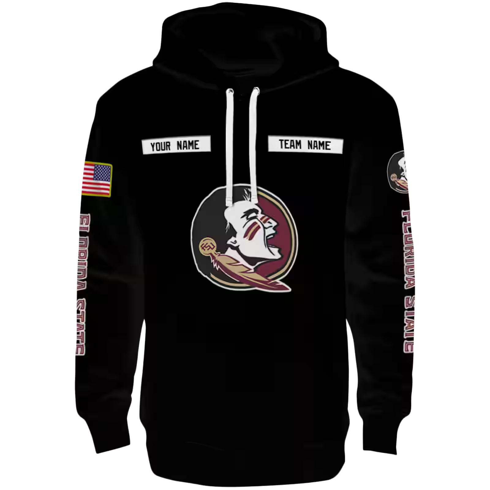 Custom Florida State Seminoles Punisher Skull Black Hoodie
