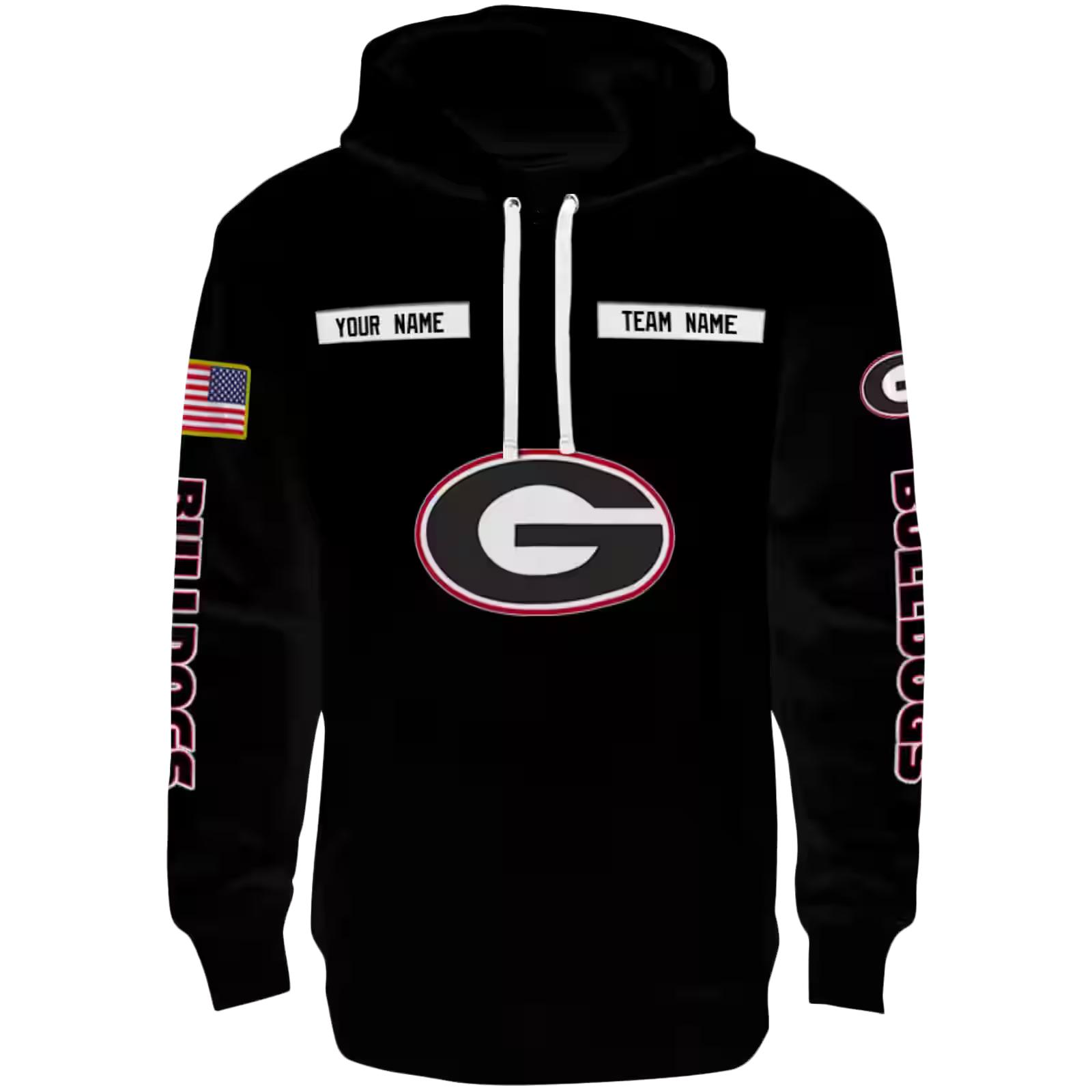 Custom Georgia Bulldogs Punisher Skull Black Hoodie