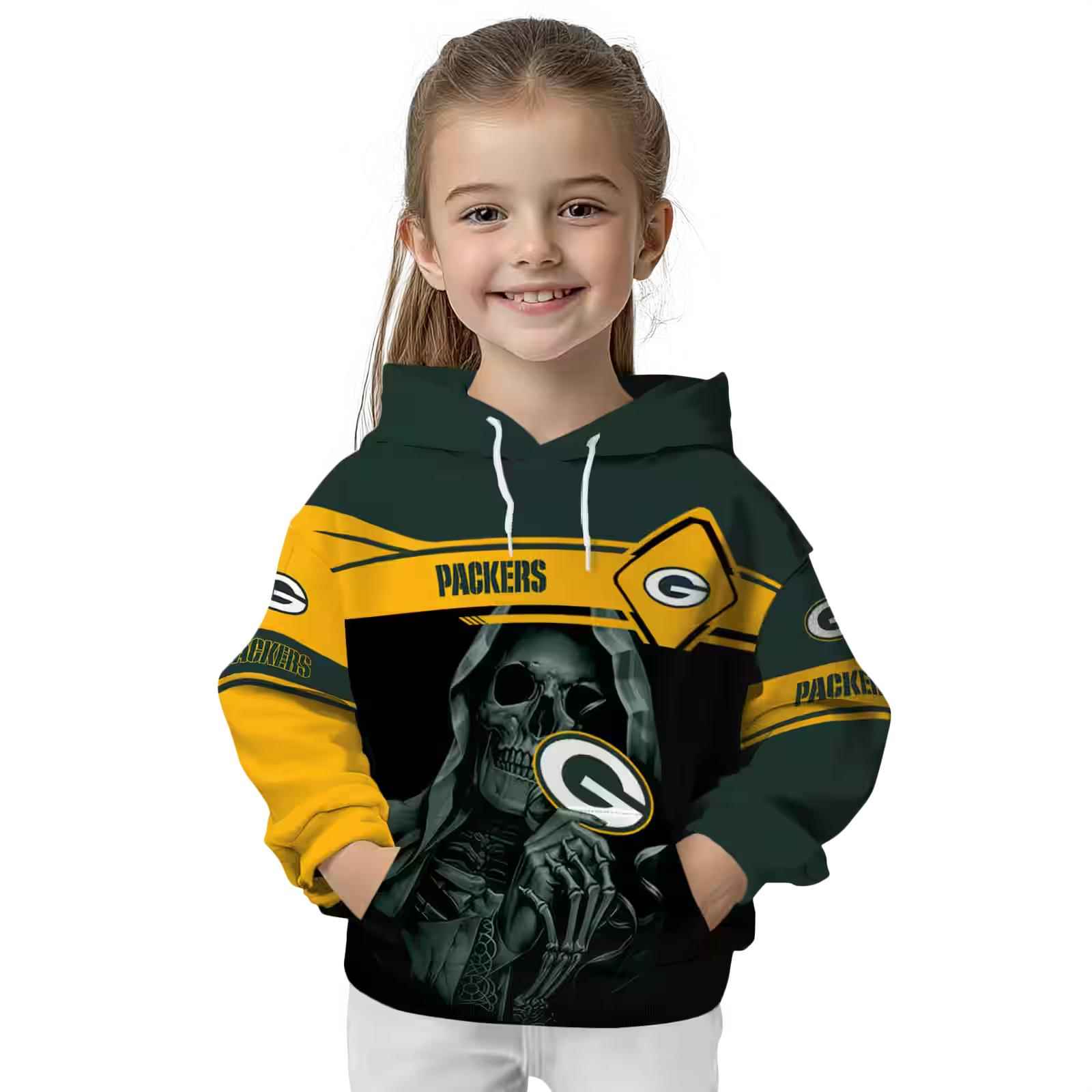 custom green bay packers grim reaper green black hoodie top rated