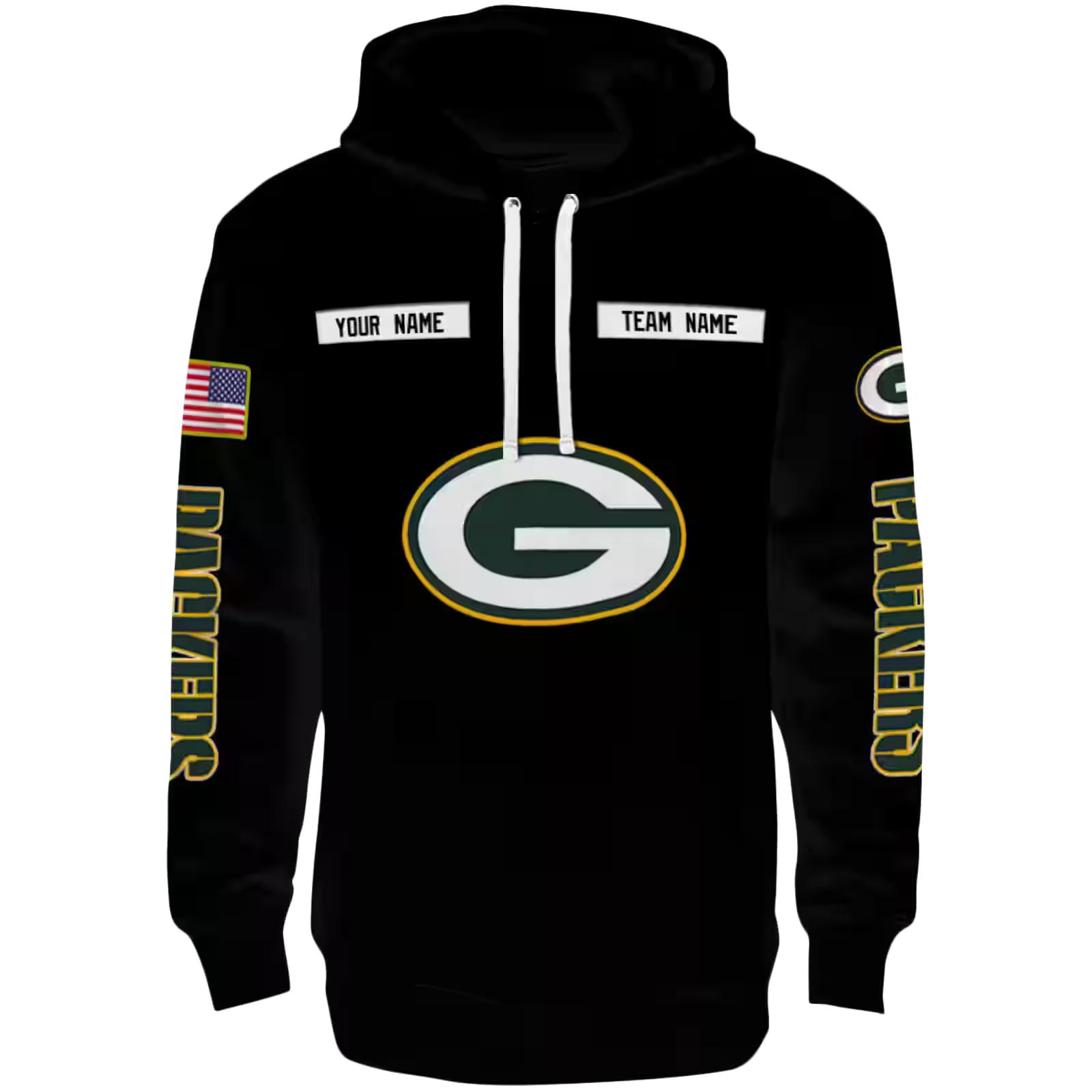 Custom Green Bay Packers Punisher Skull Black Hoodie