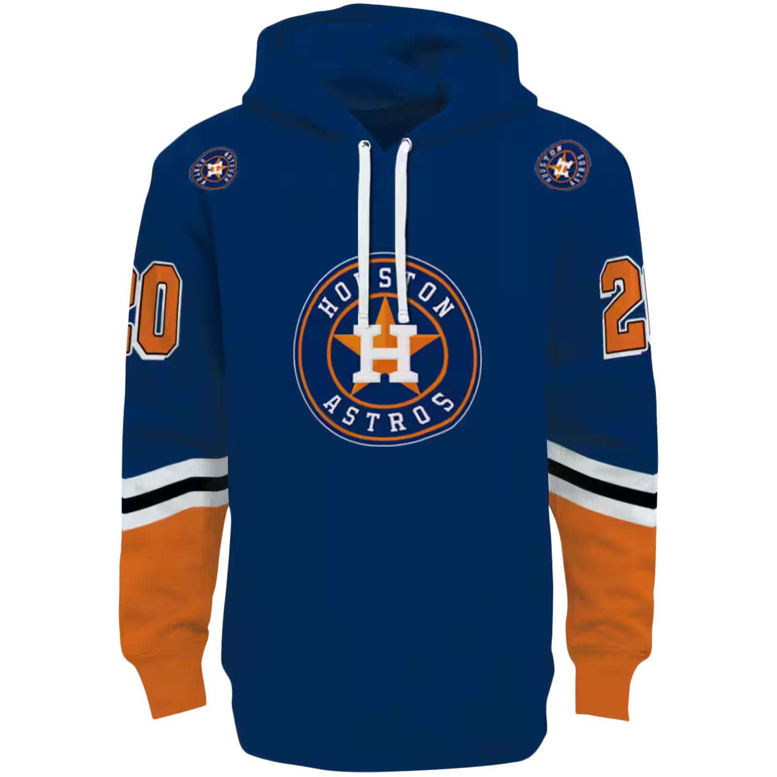 Custom Houston Astros Striped Sleeves Blue Hoodie