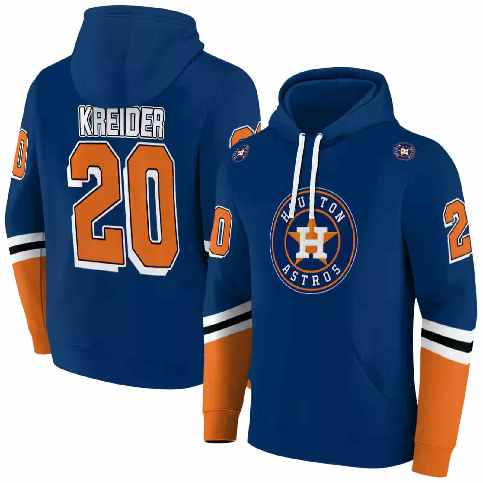 custom houston astros striped sleeves blue hoodie fashion forward