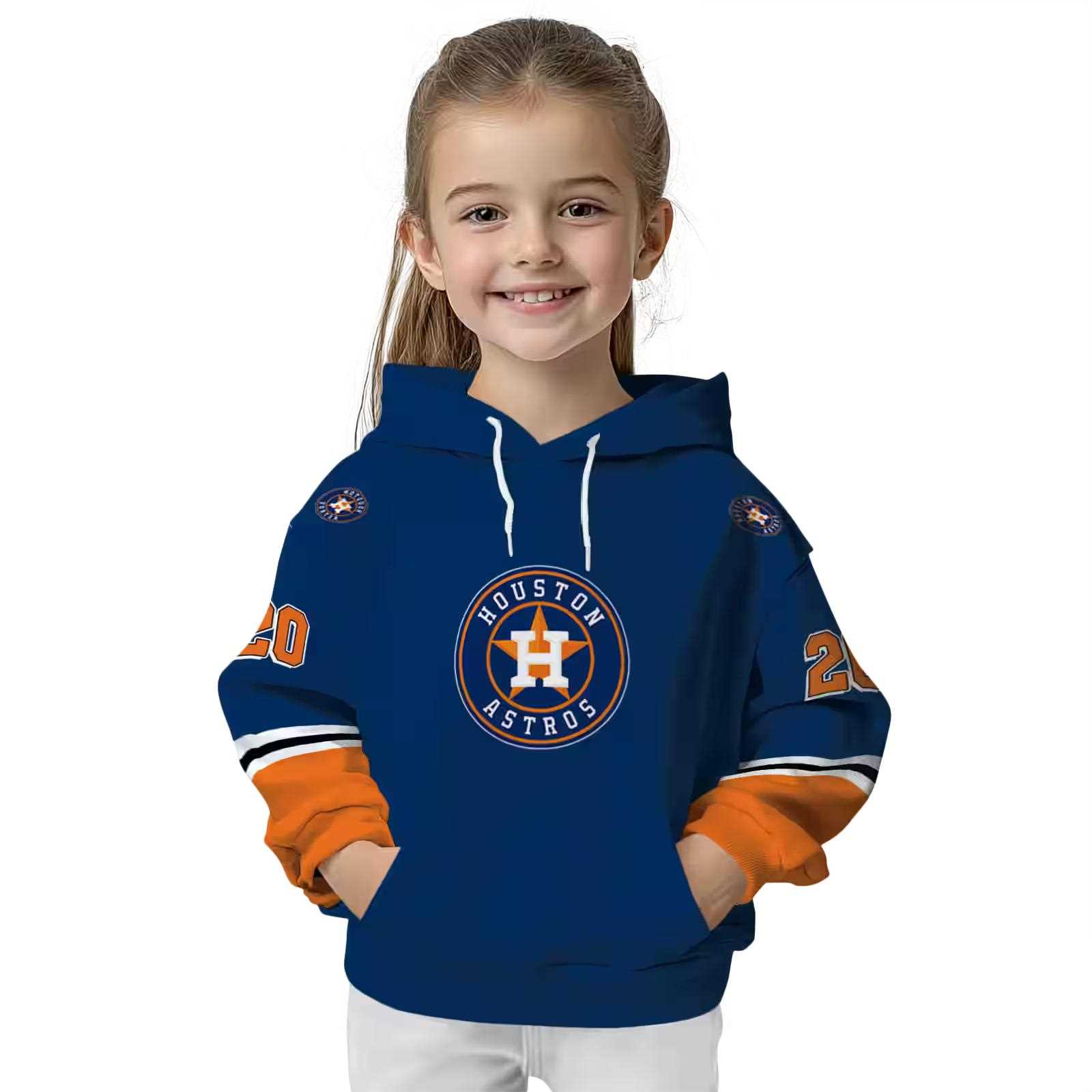 custom houston astros striped sleeves blue hoodie top rated