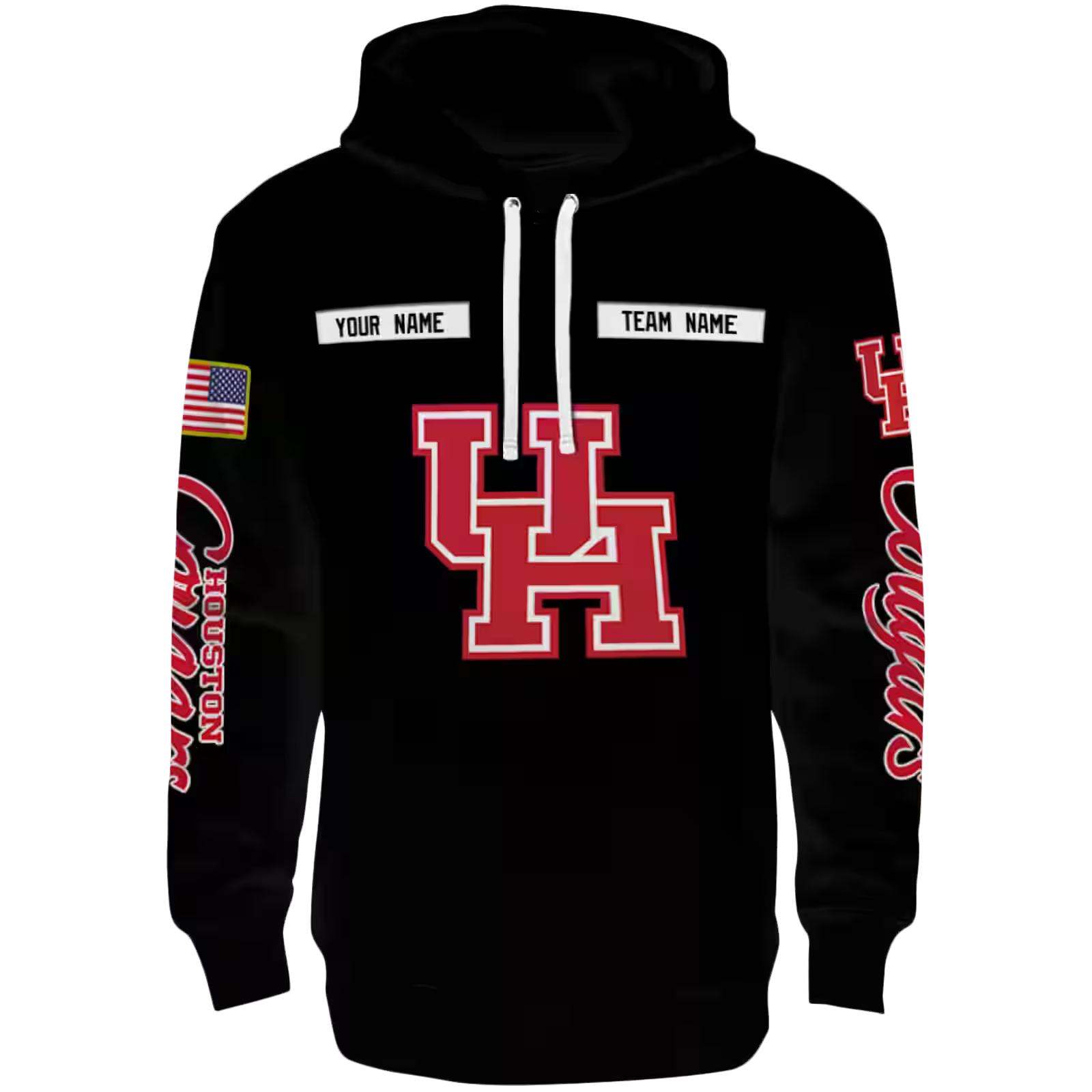 Custom Houston Cougars Punisher Skull Black Hoodie