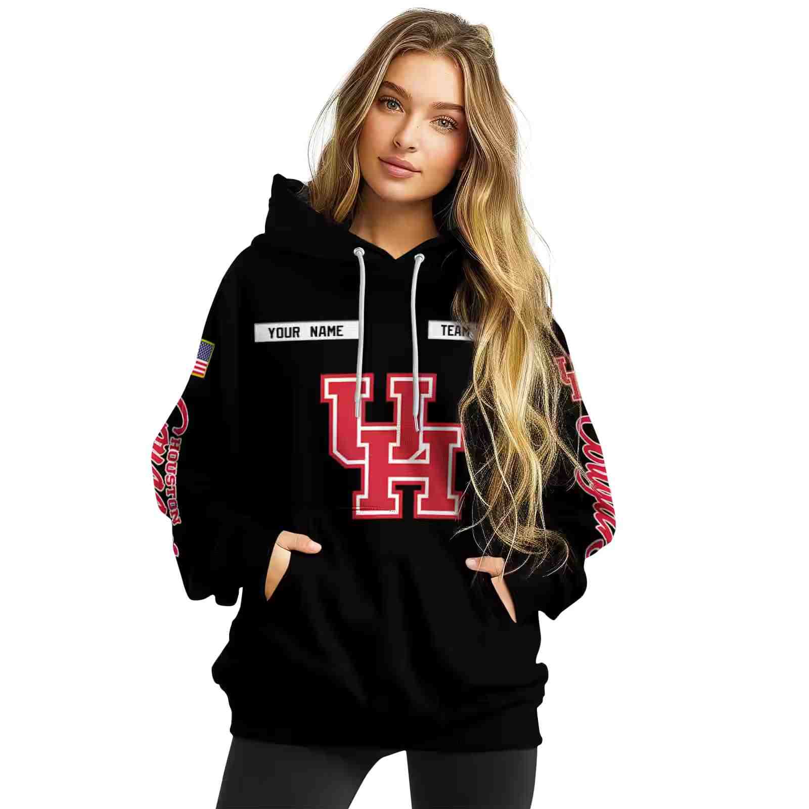 custom houston cougars punisher skull black hoodie high quality