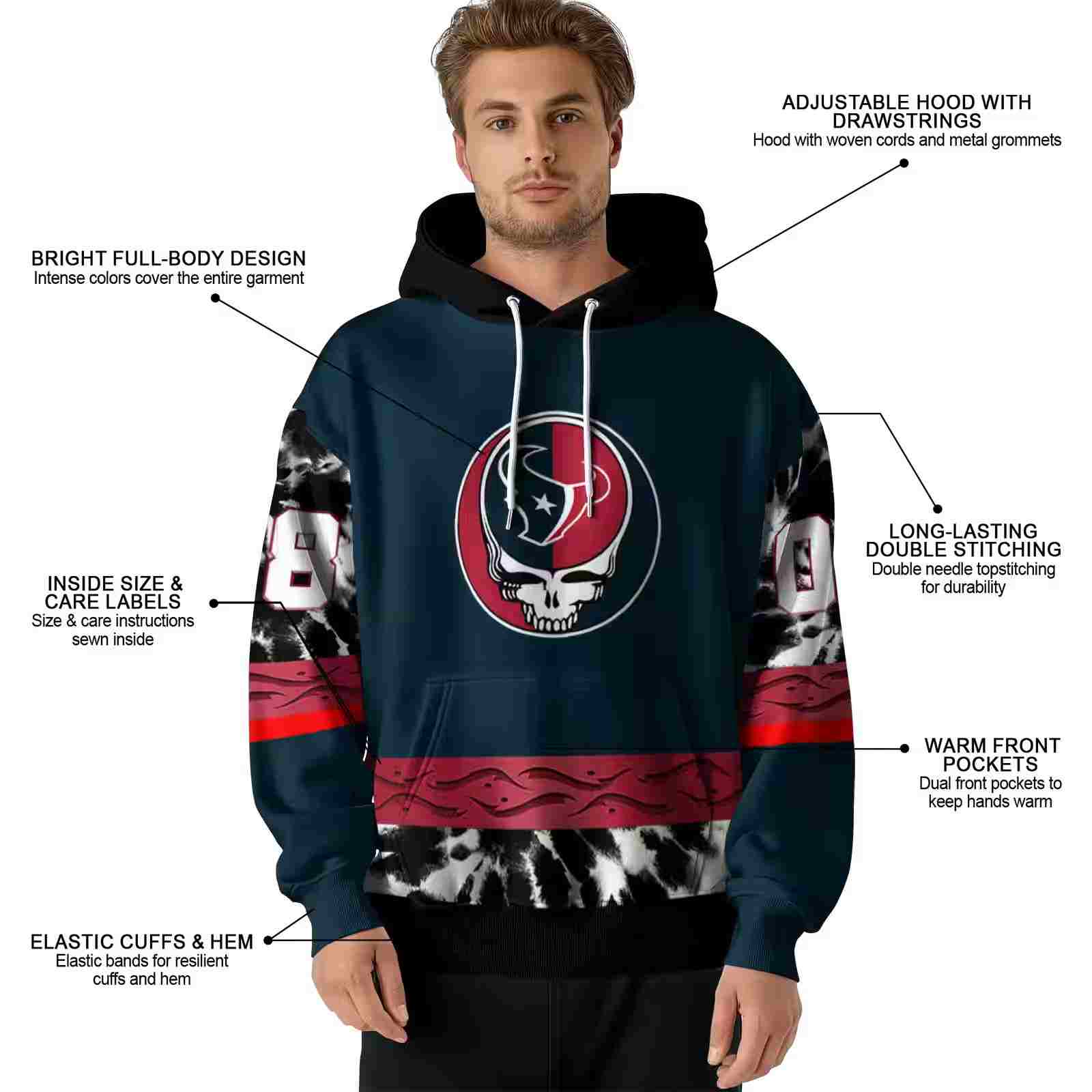 custom houston texans grateful vibes blue hoodie latest model