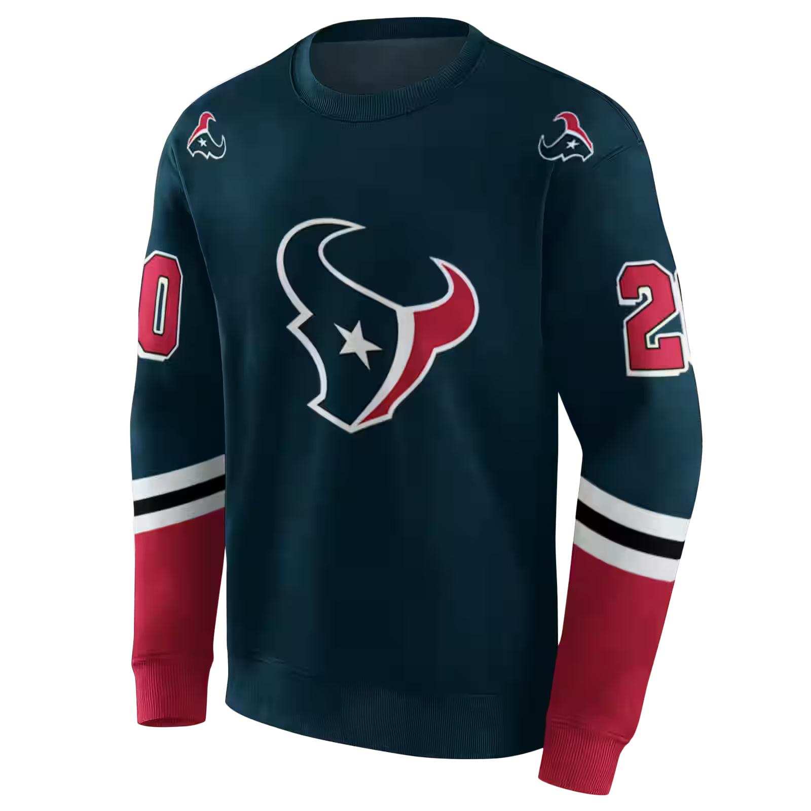 custom houston texans striped sleeves blue hoodie new arrival