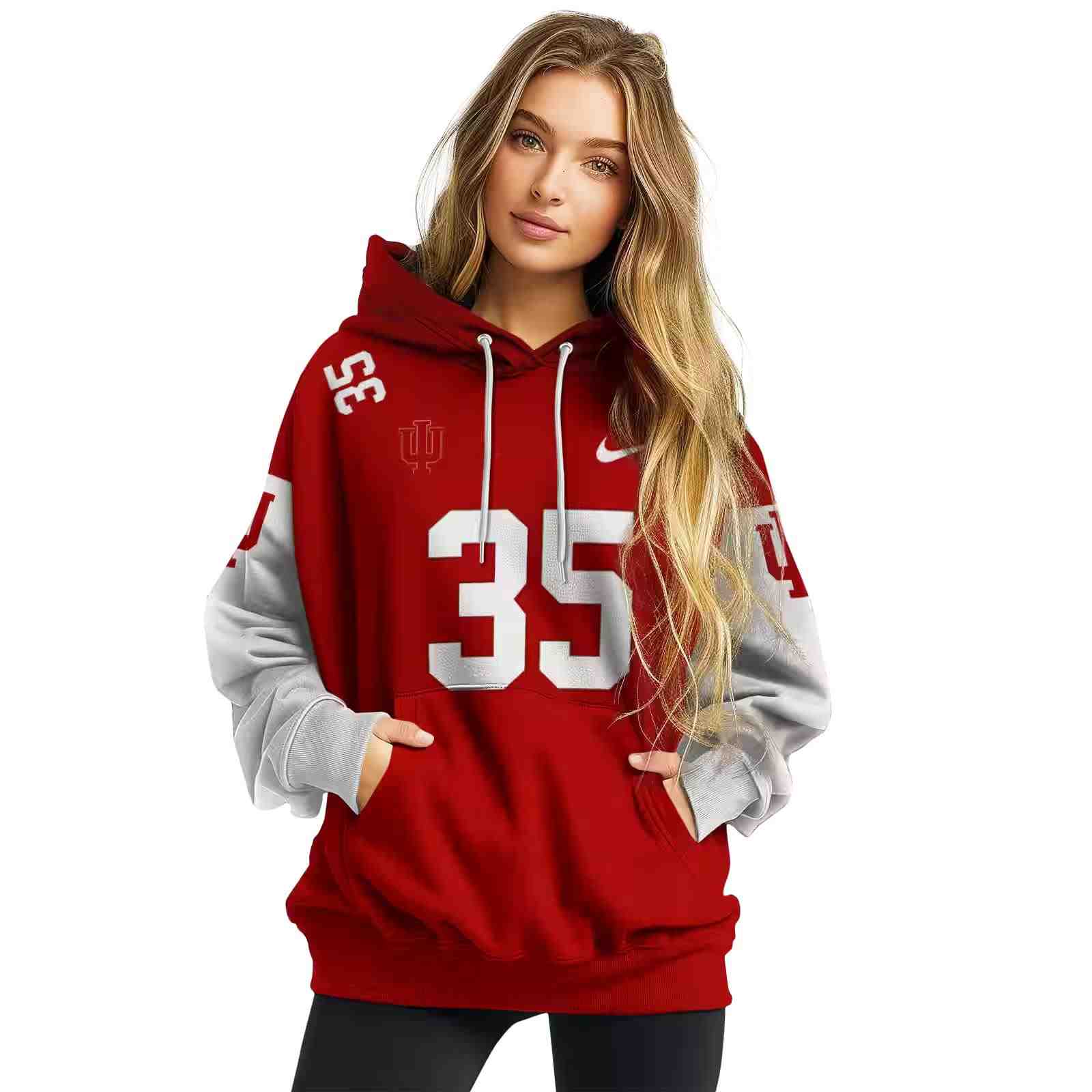 custom indiana hoosiers minimal design red hoodie high quality