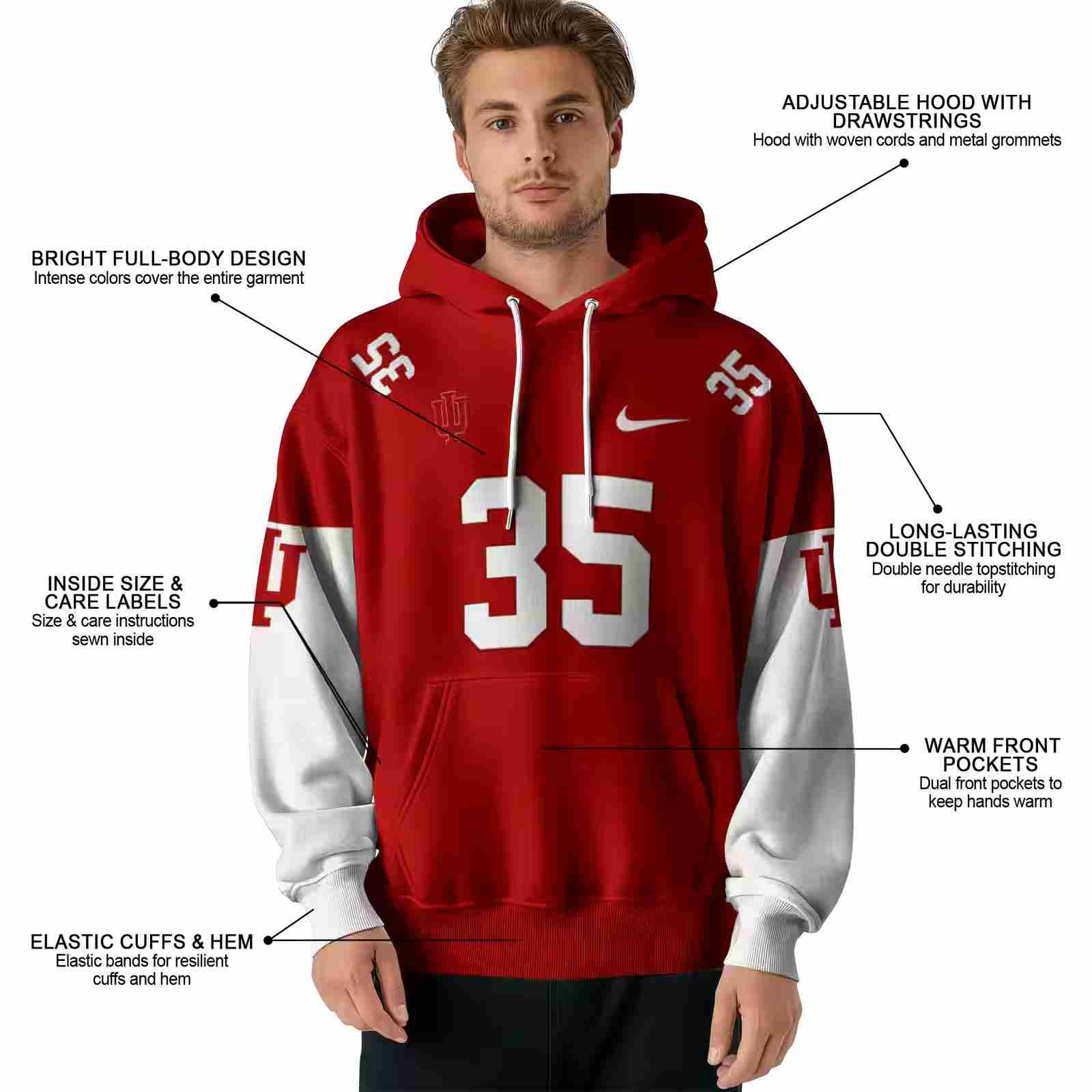 custom indiana hoosiers minimal design red hoodie latest model