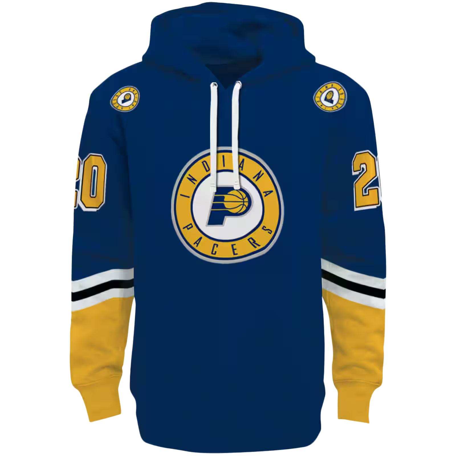 Custom Indiana Pacers Striped Sleeves Blue Hoodie