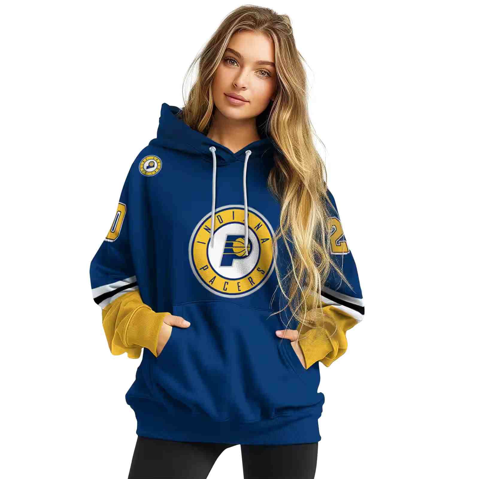 custom indiana pacers striped sleeves blue hoodie high quality