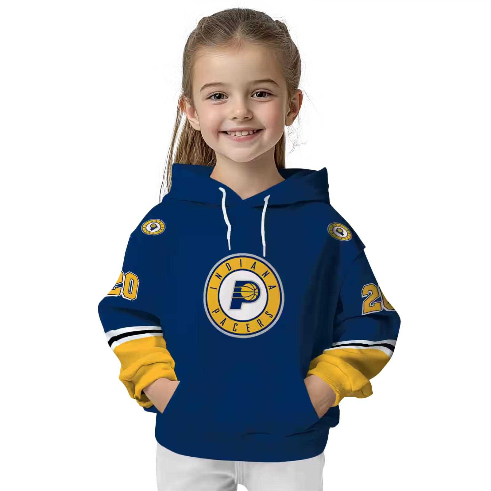 custom indiana pacers striped sleeves blue hoodie top rated