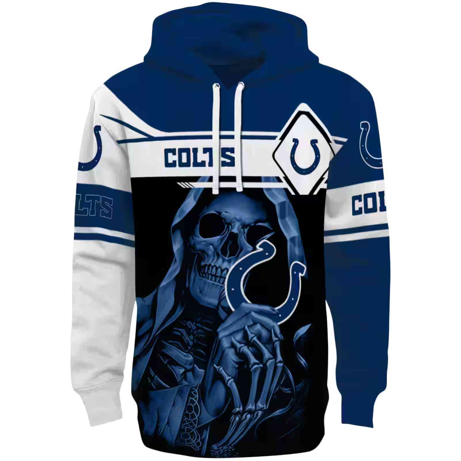 Custom Indianapolis Colts Grim Reaper Blue Black Hoodie