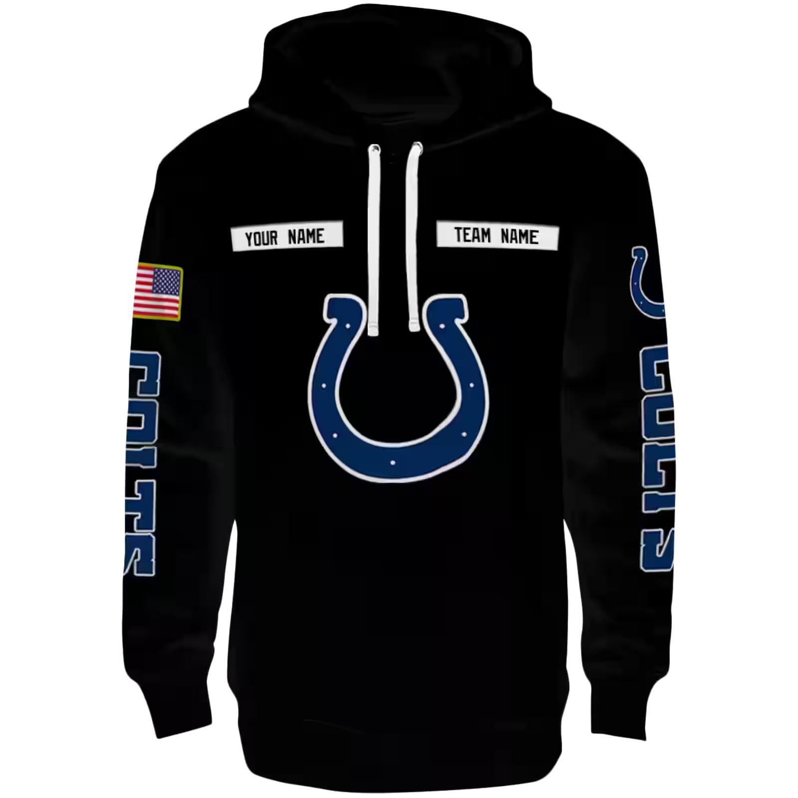 Custom Indianapolis Colts Punisher Skull Black Hoodie