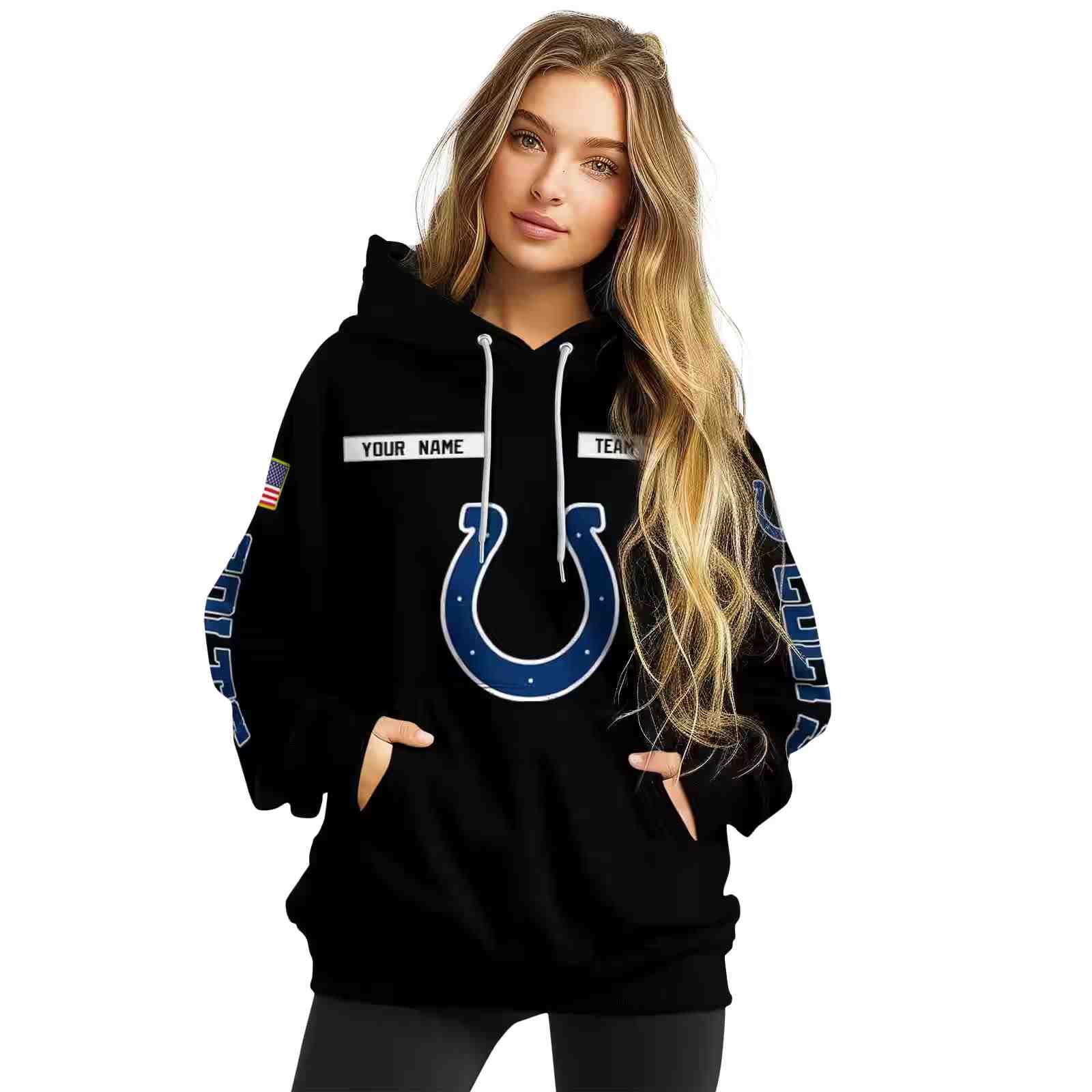 custom indianapolis colts punisher skull black hoodie high quality