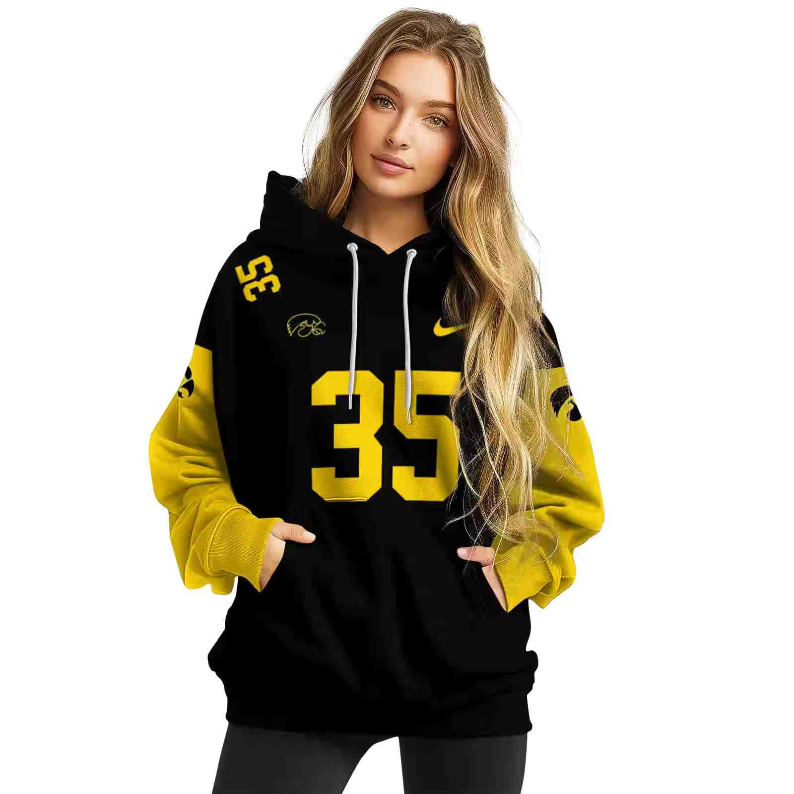 custom iowa hawkeyes minimal design black hoodie high quality