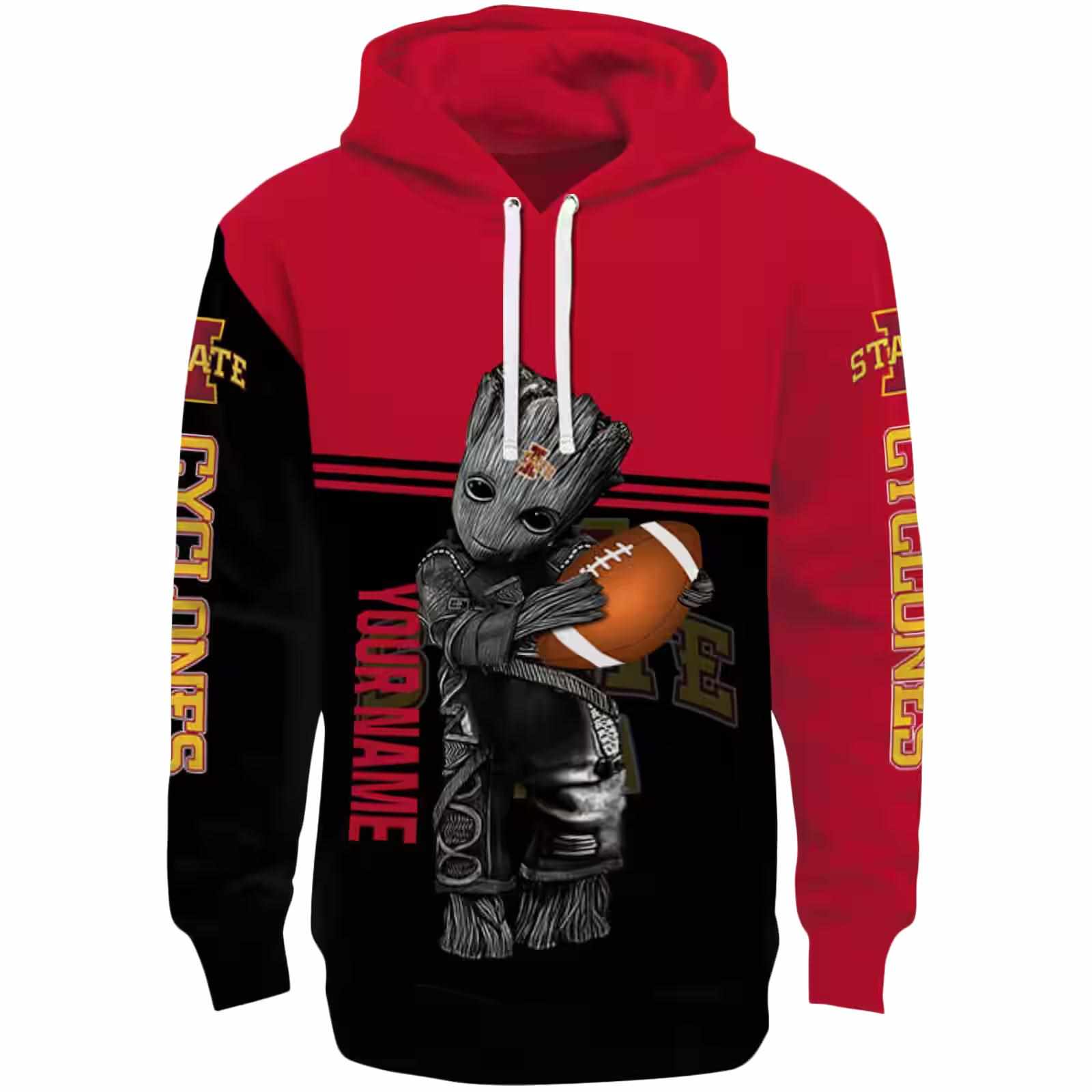 Custom Iowa State Cyclones Baby Groot Red Black Hoodie