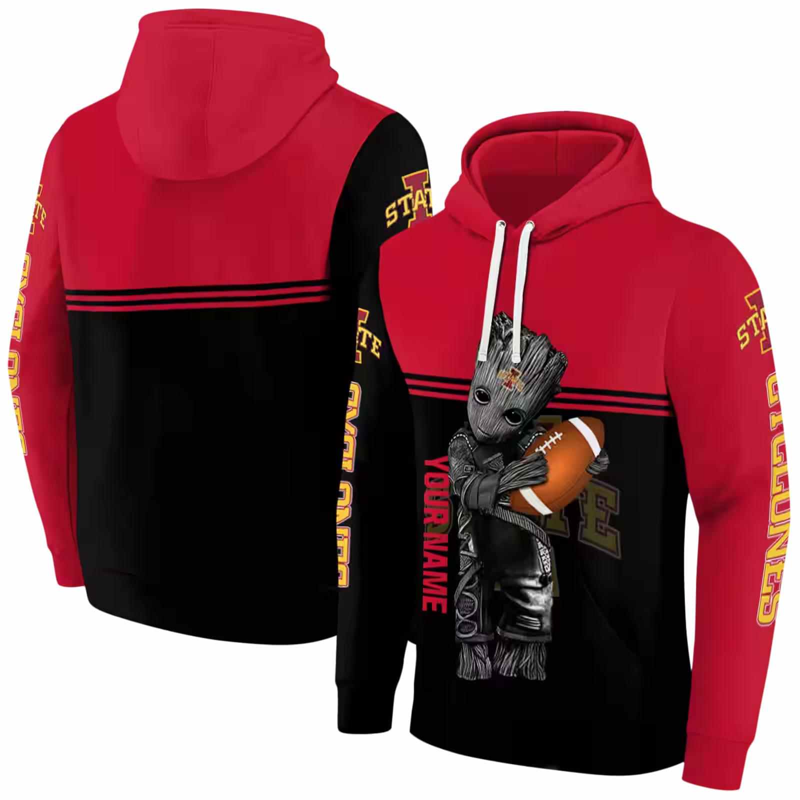 custom iowa state cyclones baby groot red black hoodie fashion forward