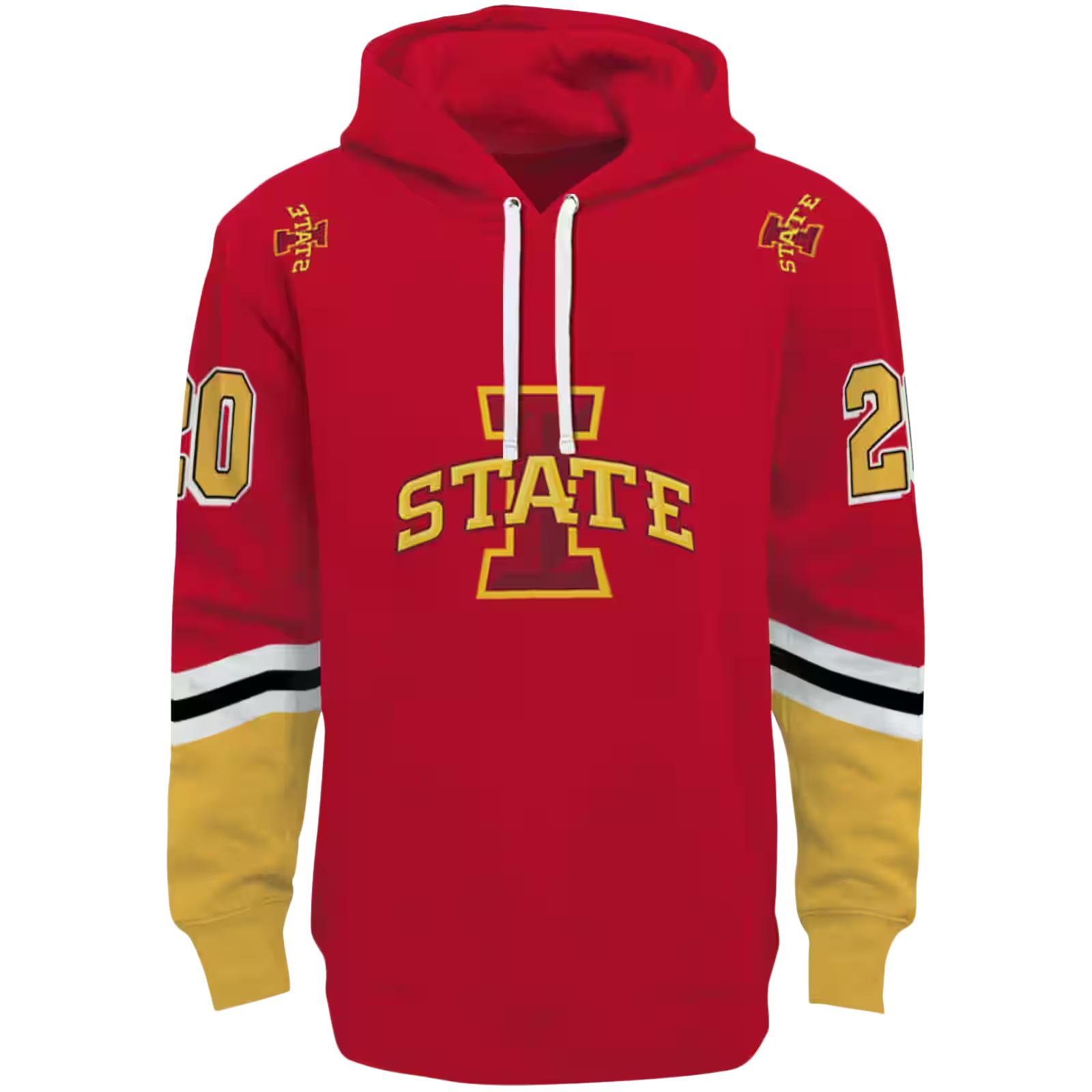 Custom Iowa State Cyclones Striped Sleeves Red Hoodie