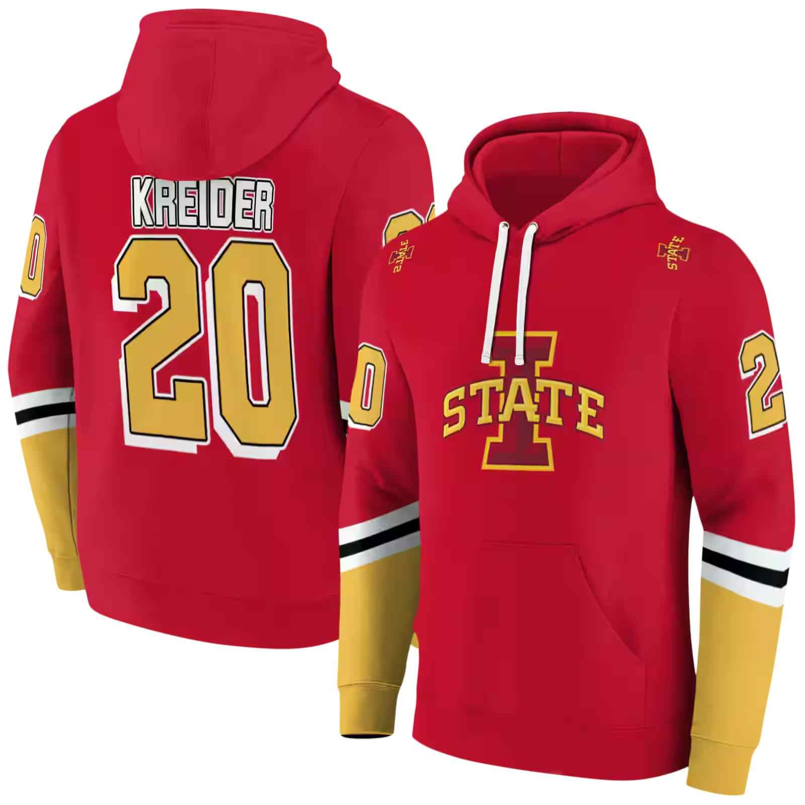 custom iowa state cyclones striped sleeves red hoodie fashion forward