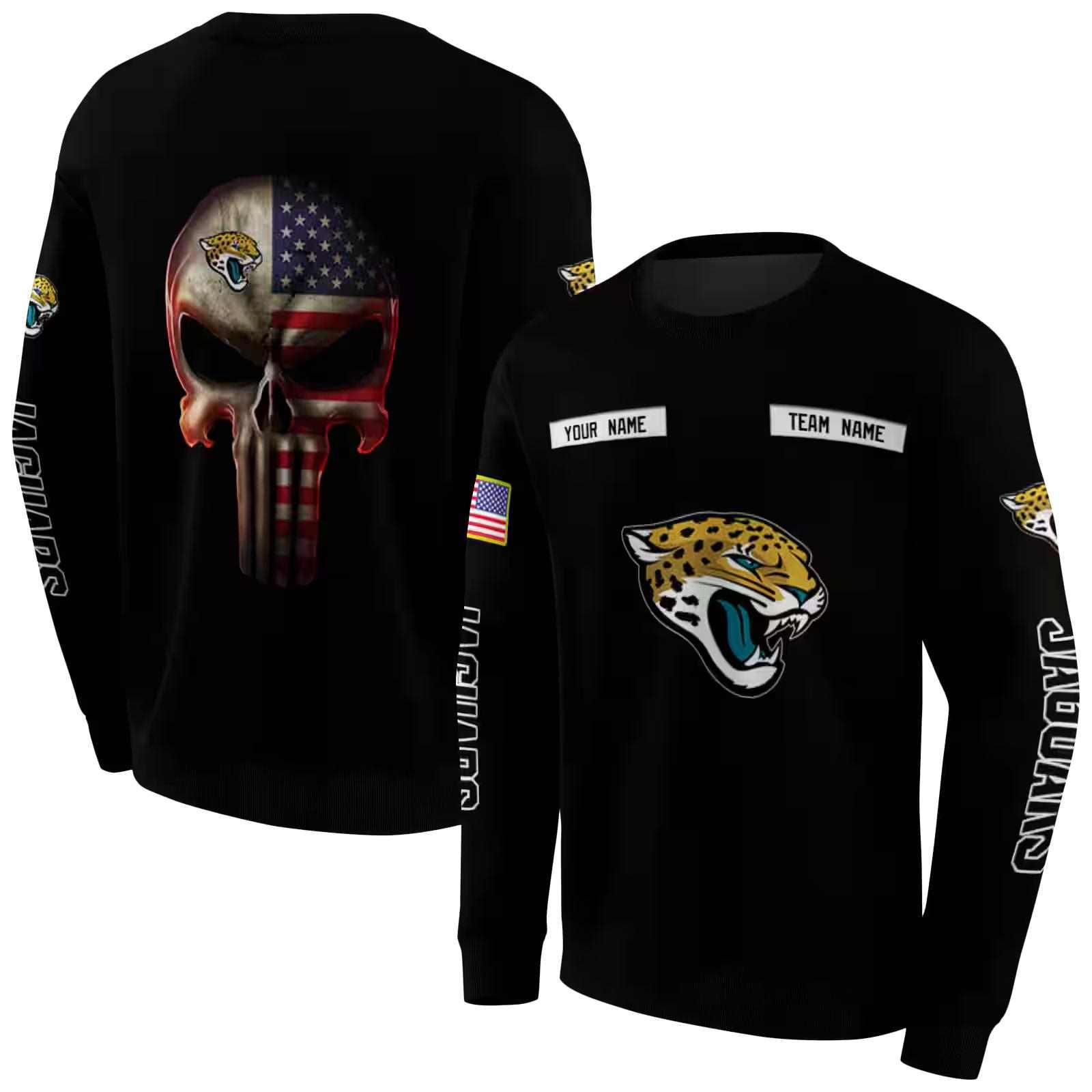 custom jacksonville jaguars punisher skull black hoodie premium grade