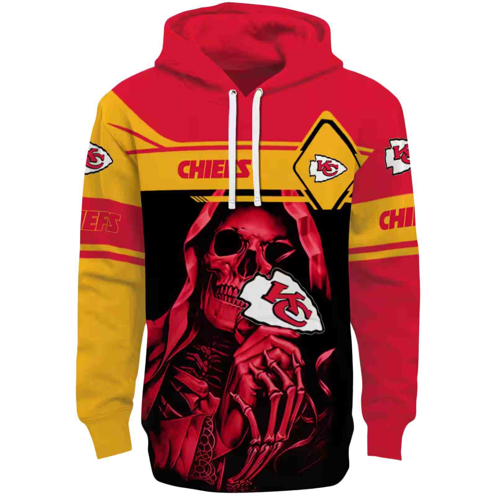 Custom Kansas City Chiefs Grim Reaper Red Black Hoodie