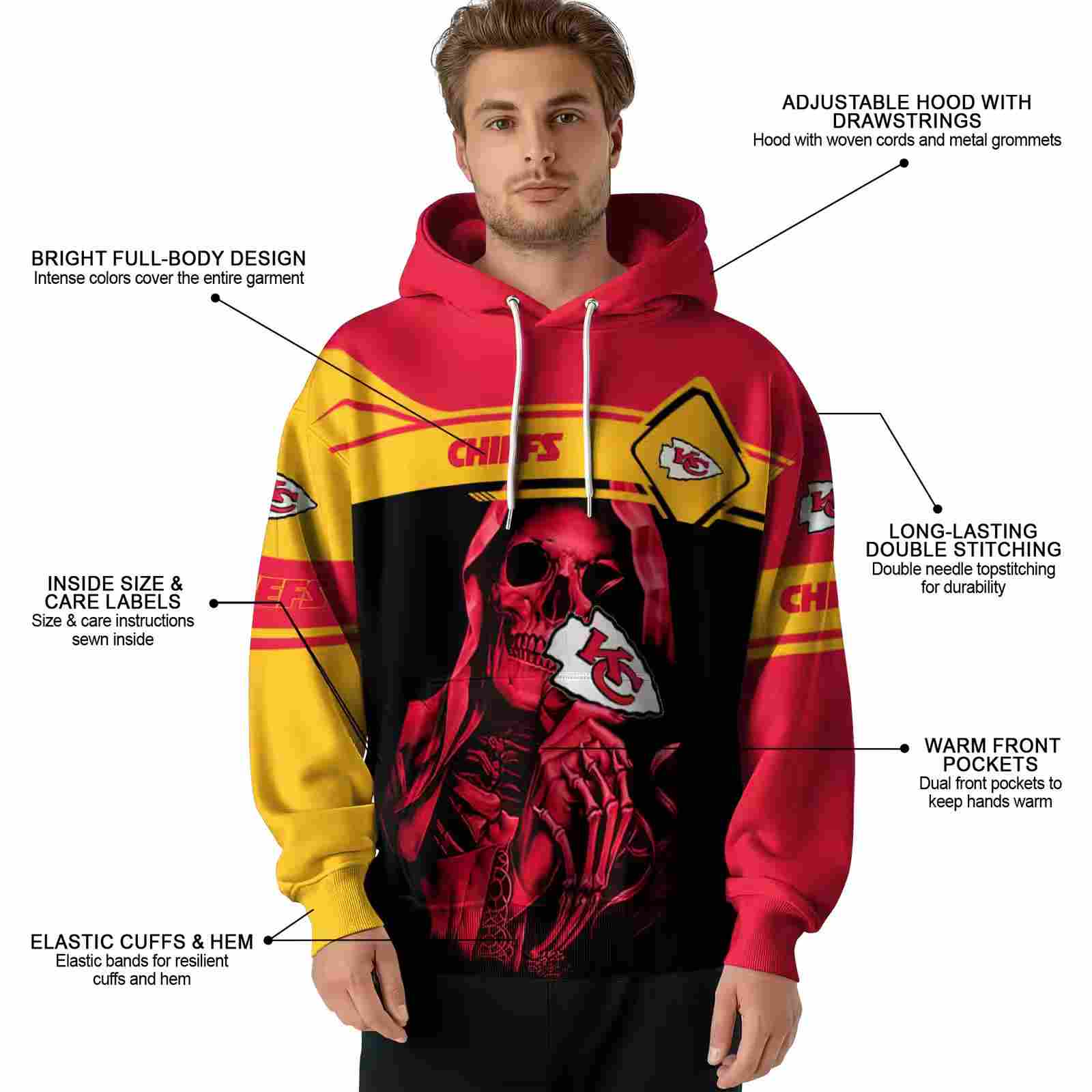 custom kansas city chiefs grim reaper red black hoodie latest model