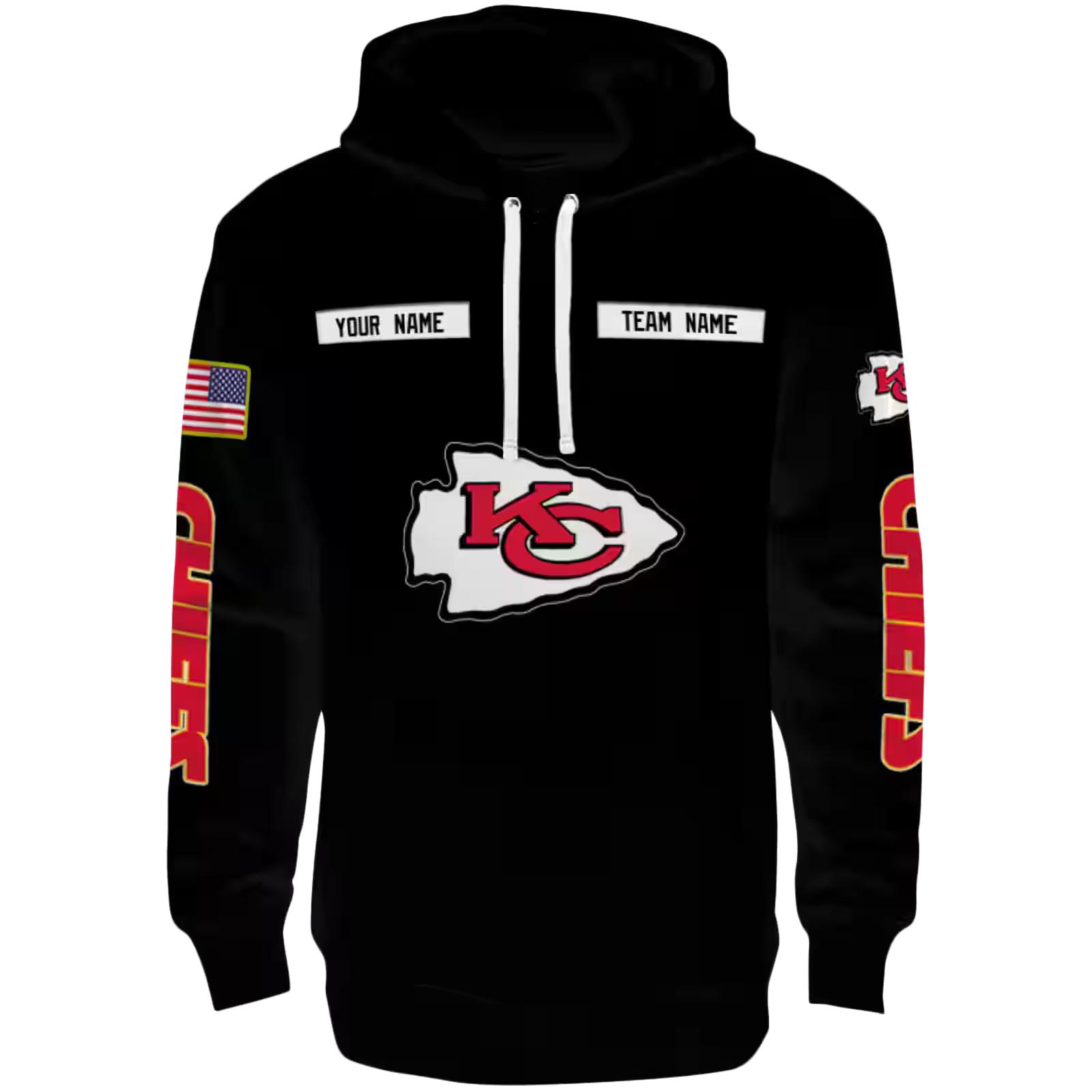 Custom Kansas City Chiefs Punisher Skull Black Hoodie