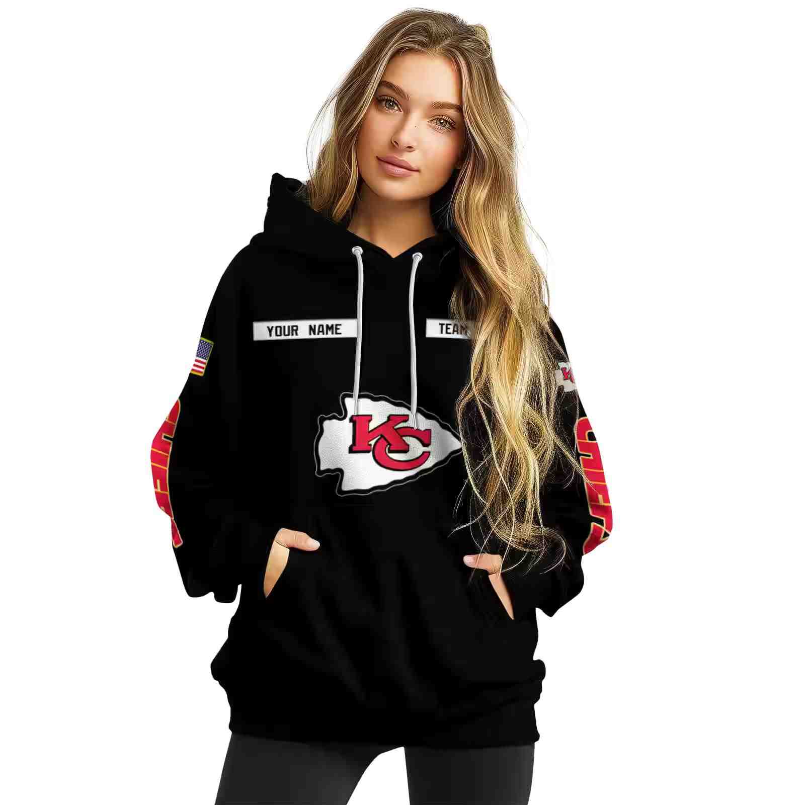 custom kansas city chiefs punisher skull black hoodie high quality