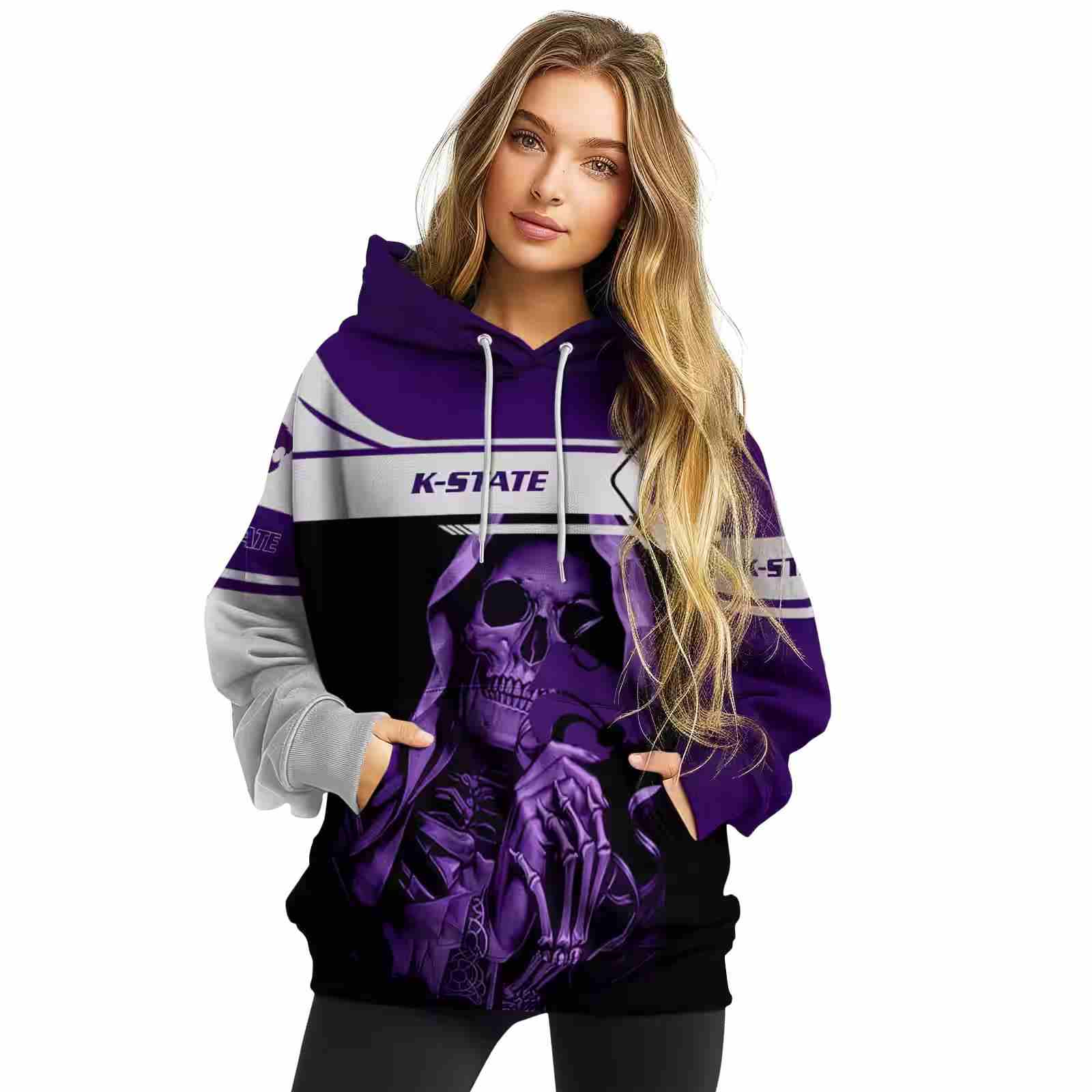 custom kansas state wildcats grim reaper purple black hoodie high quality