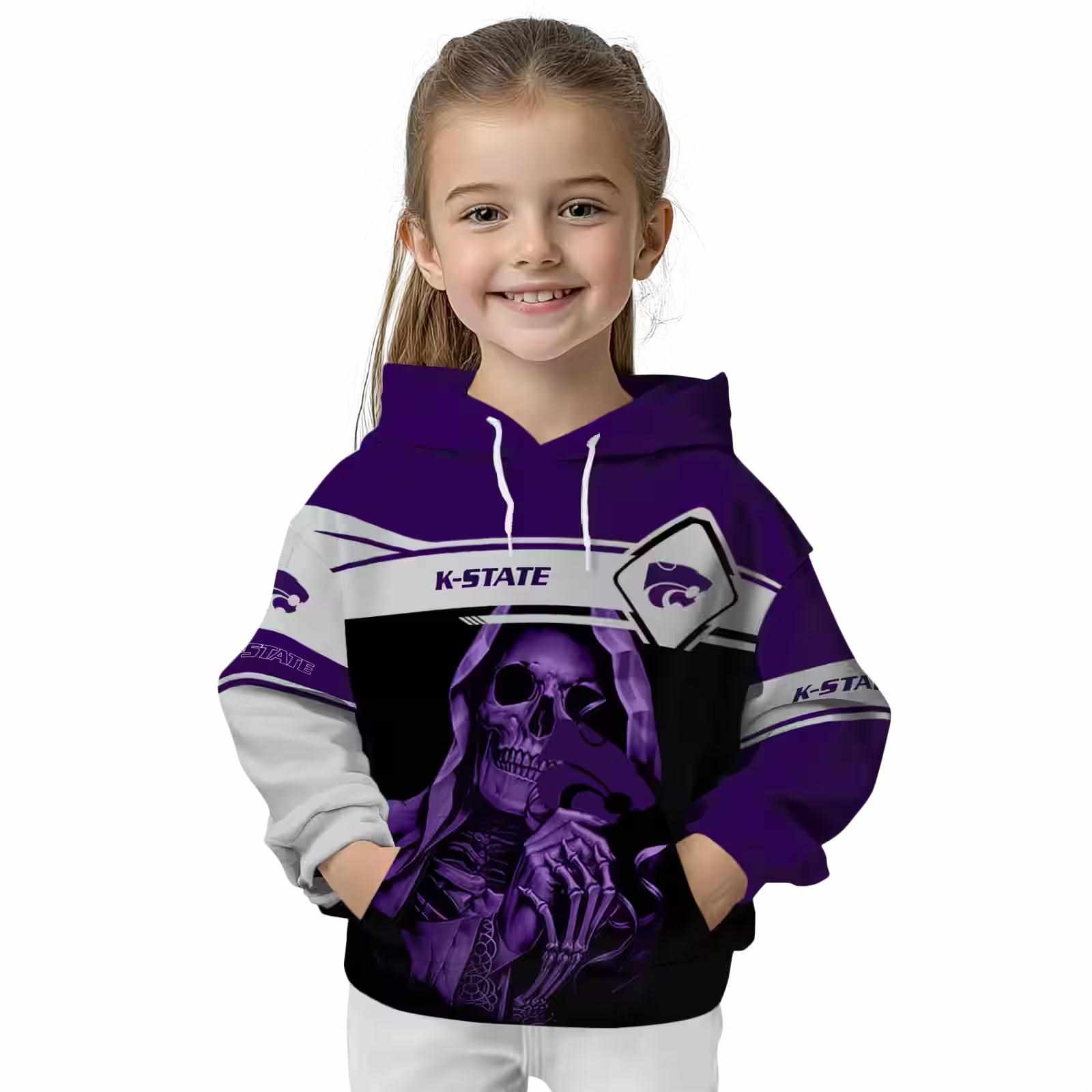 custom kansas state wildcats grim reaper purple black hoodie top rated