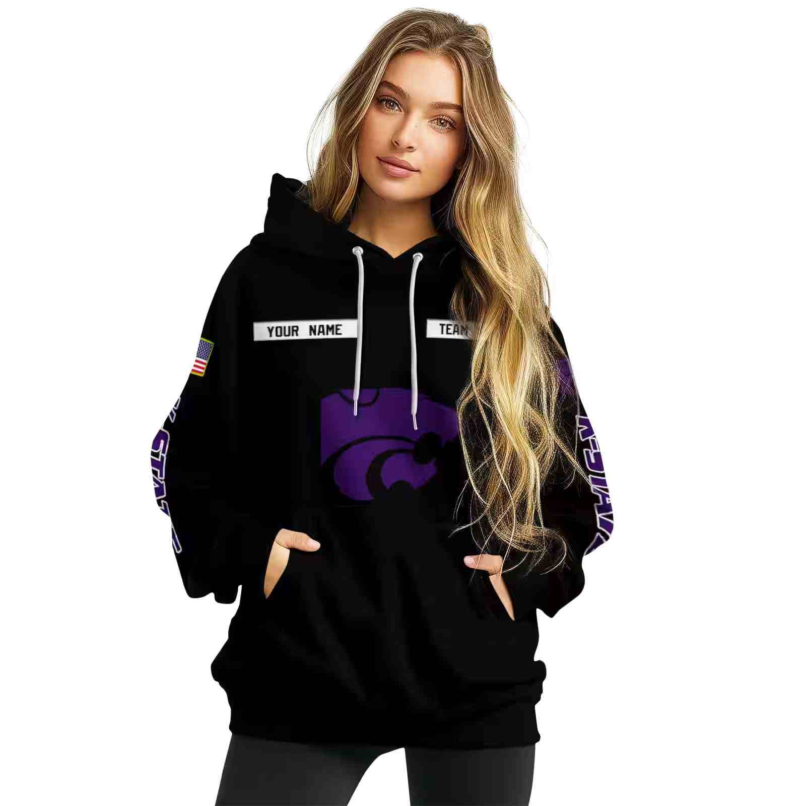 custom kansas state wildcats punisher skull black hoodie high quality