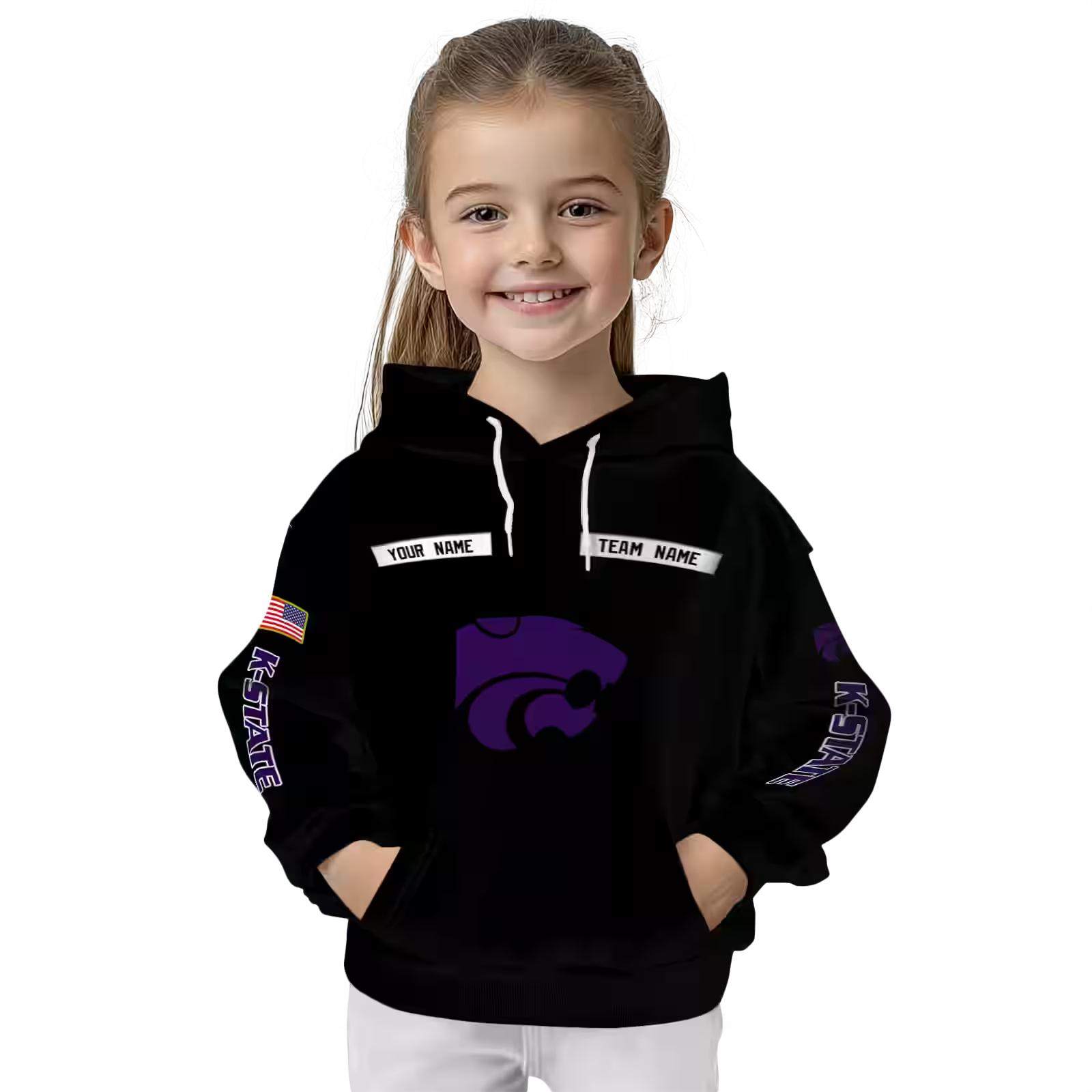 custom kansas state wildcats punisher skull black hoodie top rated