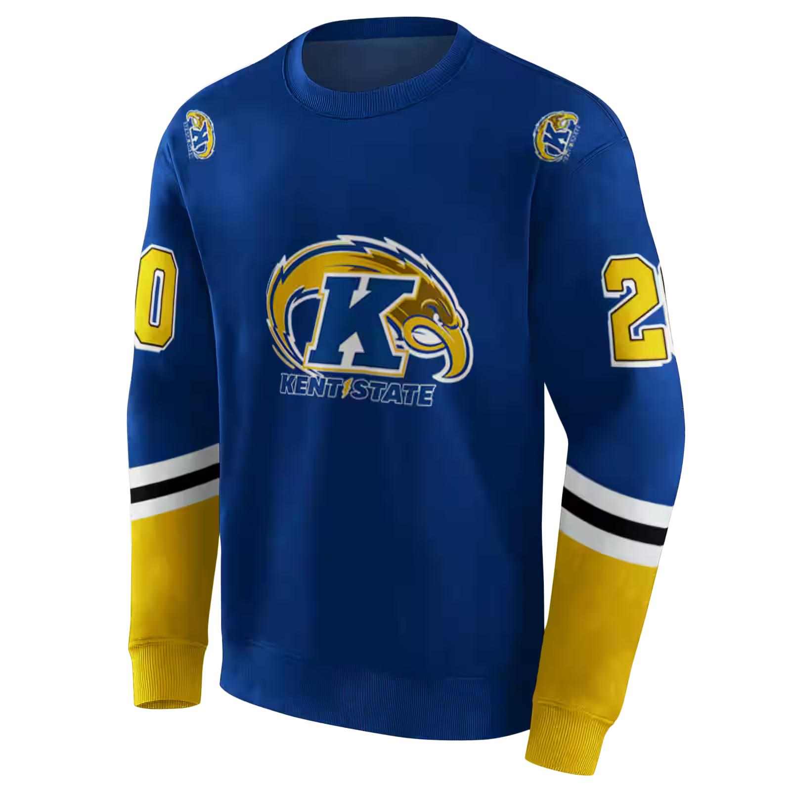 custom kent state golden flashes striped sleeves navy blue hoodie new arrival