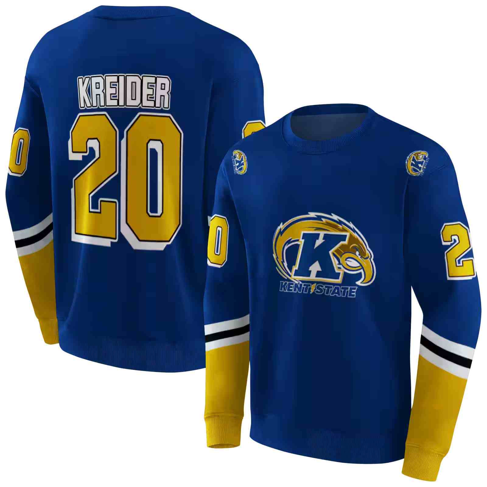 custom kent state golden flashes striped sleeves navy blue hoodie premium grade