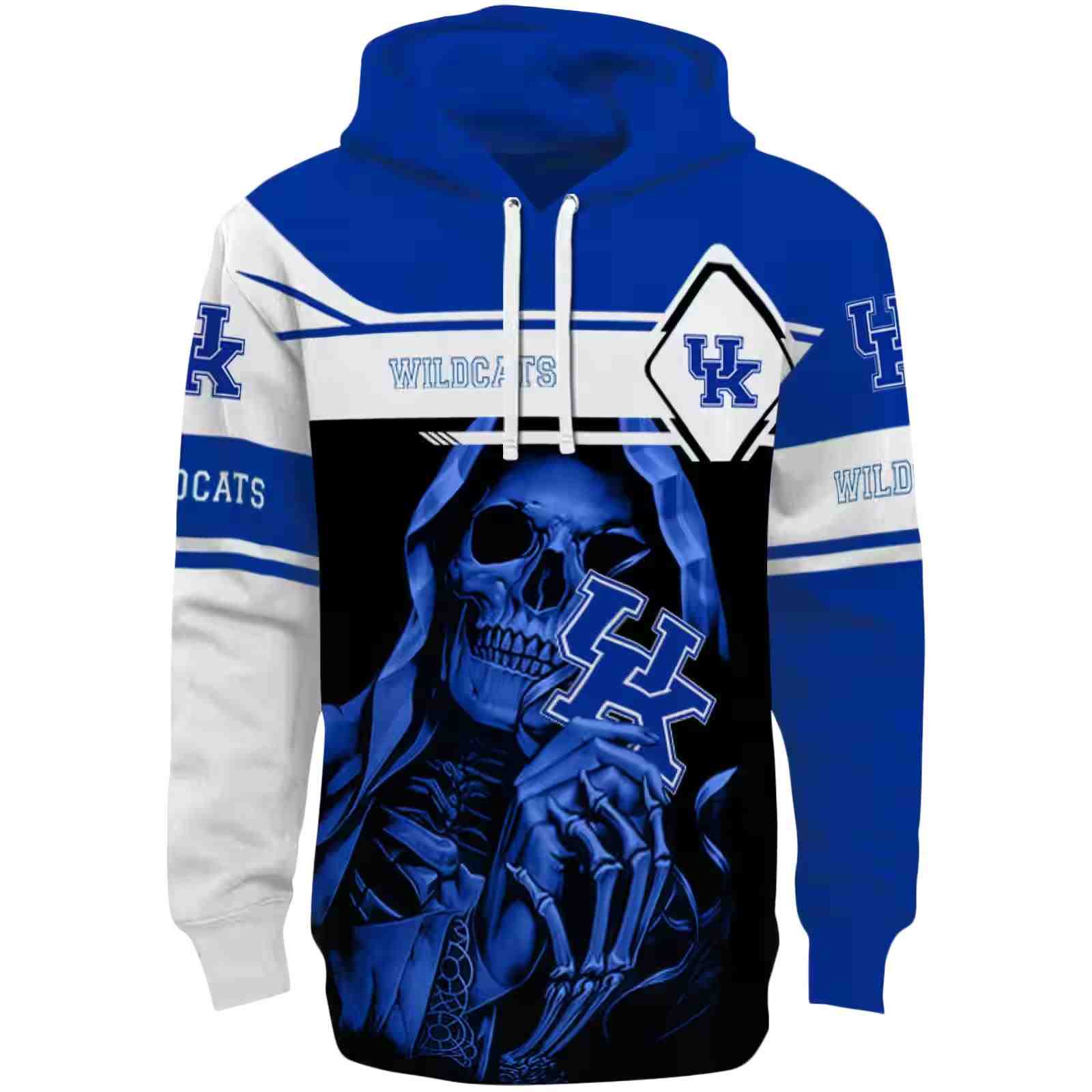 Custom Kentucky Wildcats Grim Reaper Blue Black Hoodie