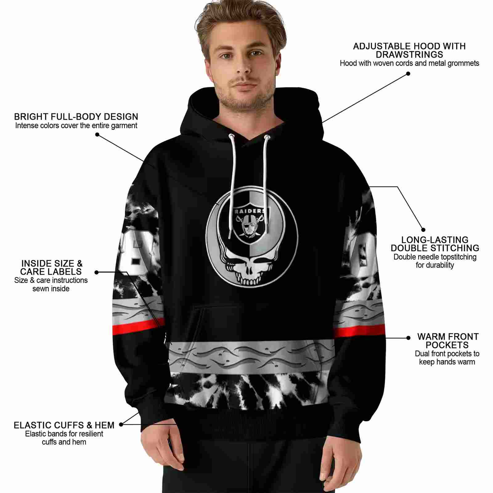 custom las vegas raiders grateful vibes black hoodie latest model