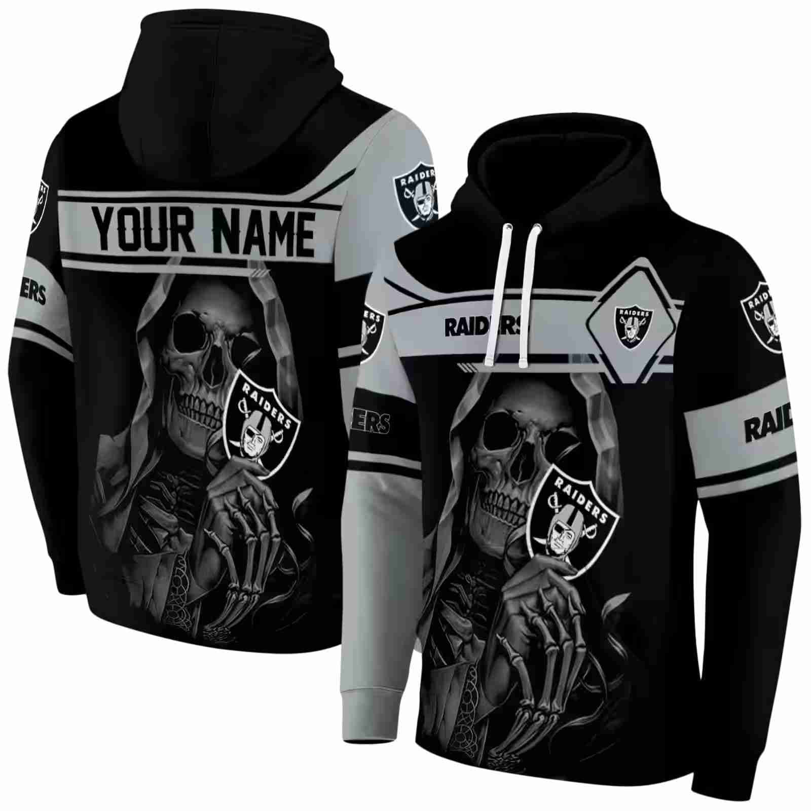 custom las vegas raiders grim reaper black hoodie fashion forward