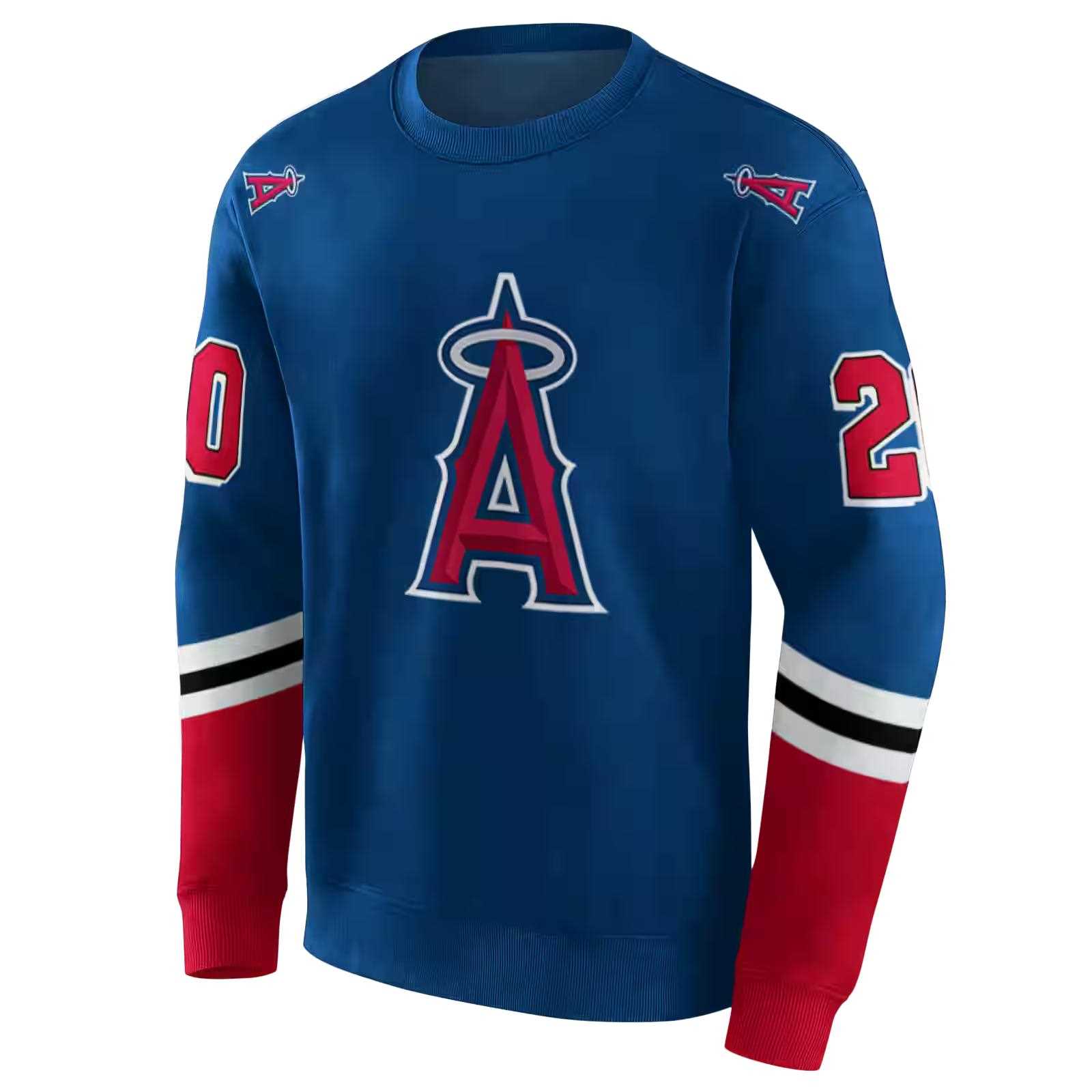 custom los angeles angels striped sleeves blue hoodie new arrival