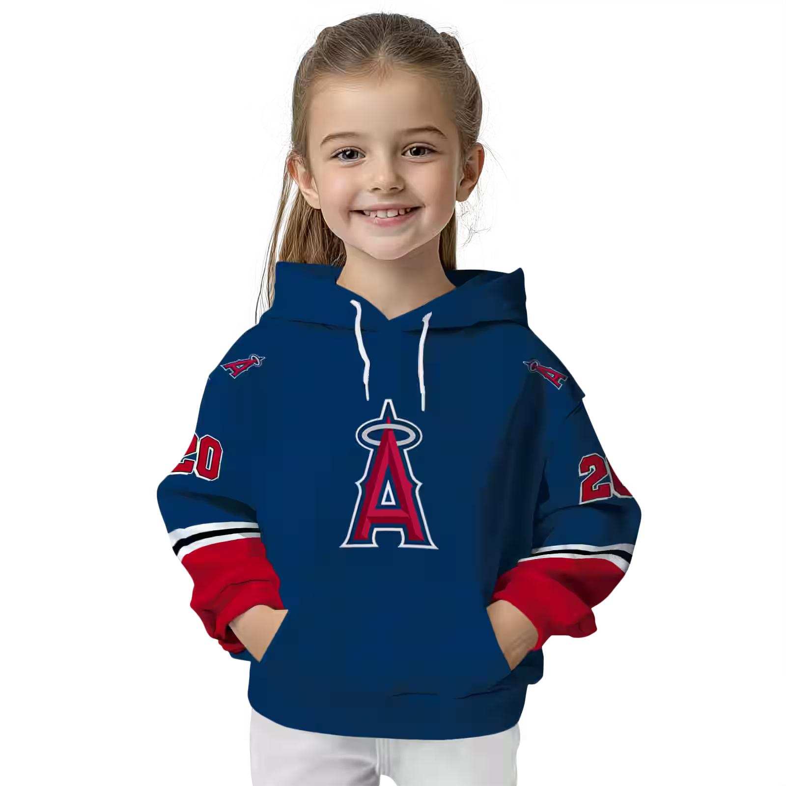 custom los angeles angels striped sleeves blue hoodie top rated