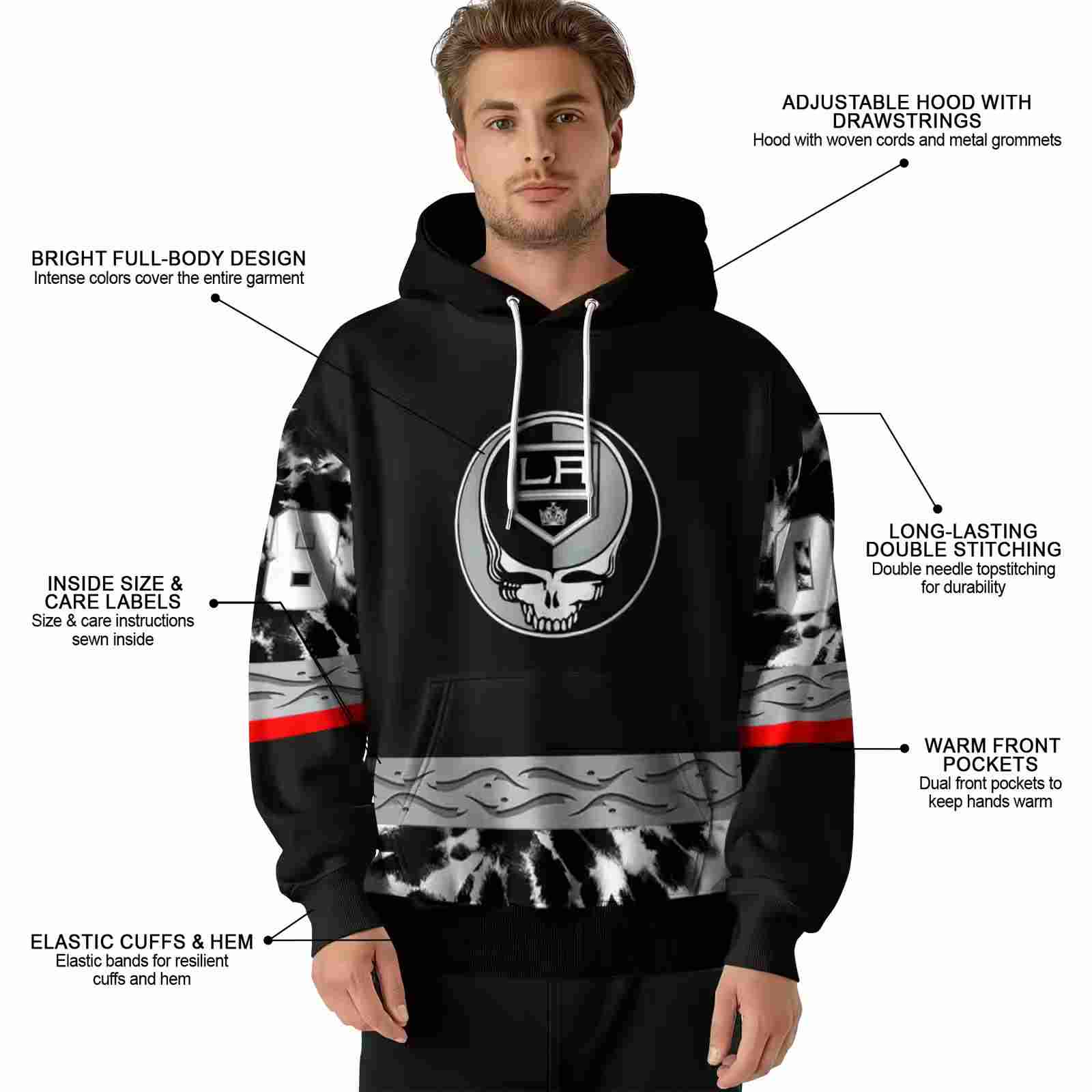 custom los angeles kings grateful vibes black hoodie latest model