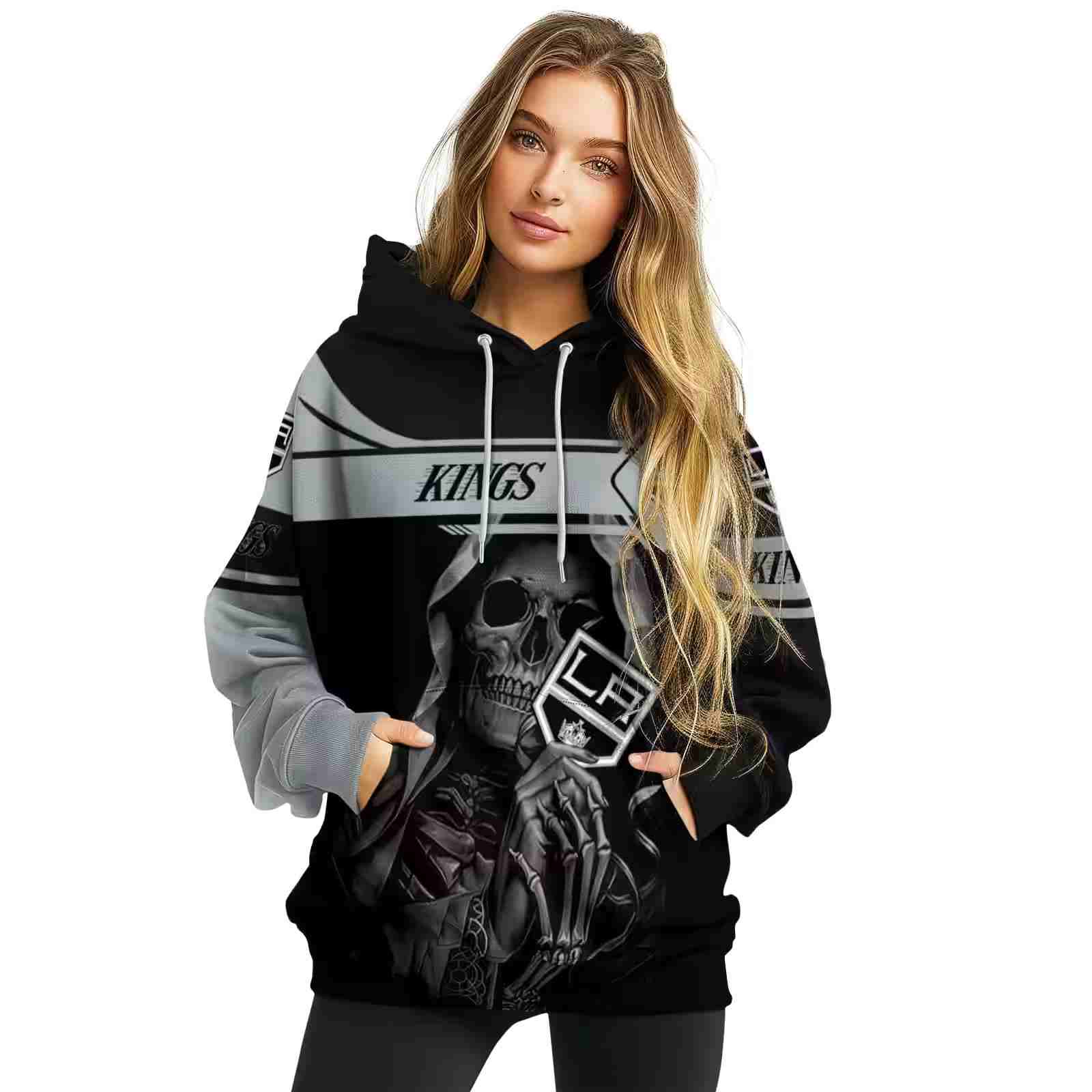 custom los angeles kings grim reaper black hoodie high quality